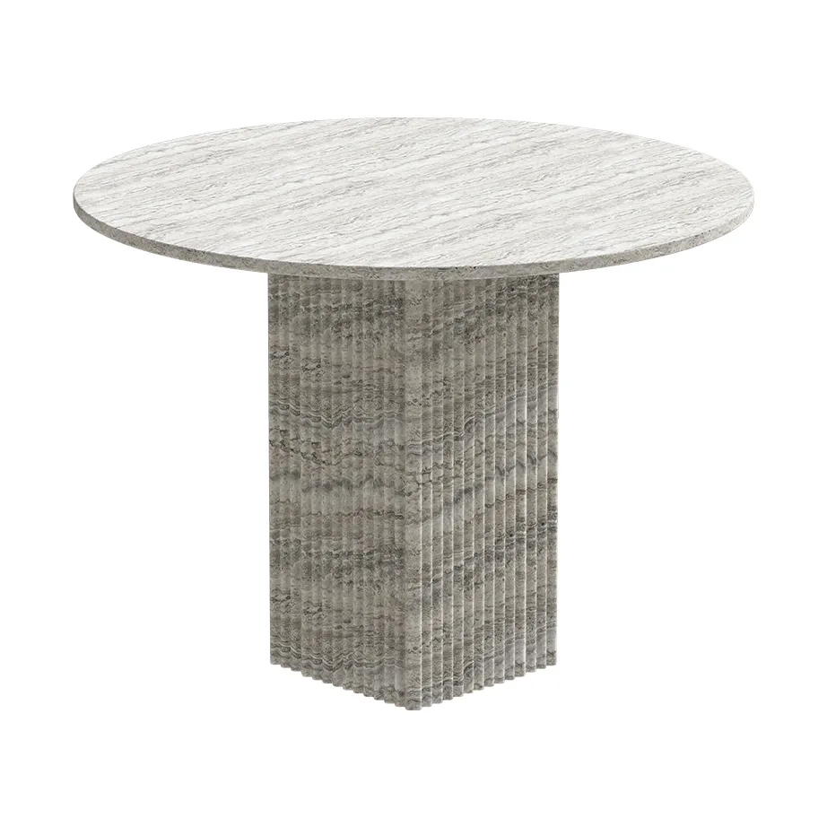 NORR11 SoHO ruokapöytä Silver-travertiini, Ø120×72 cm