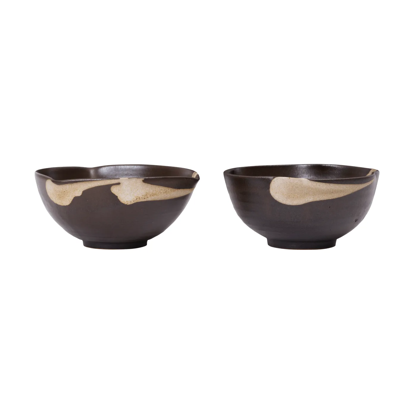 Ferm Living Koyo kulho 2-pack Tummanruskea-buff, Ø11,5×6 cm