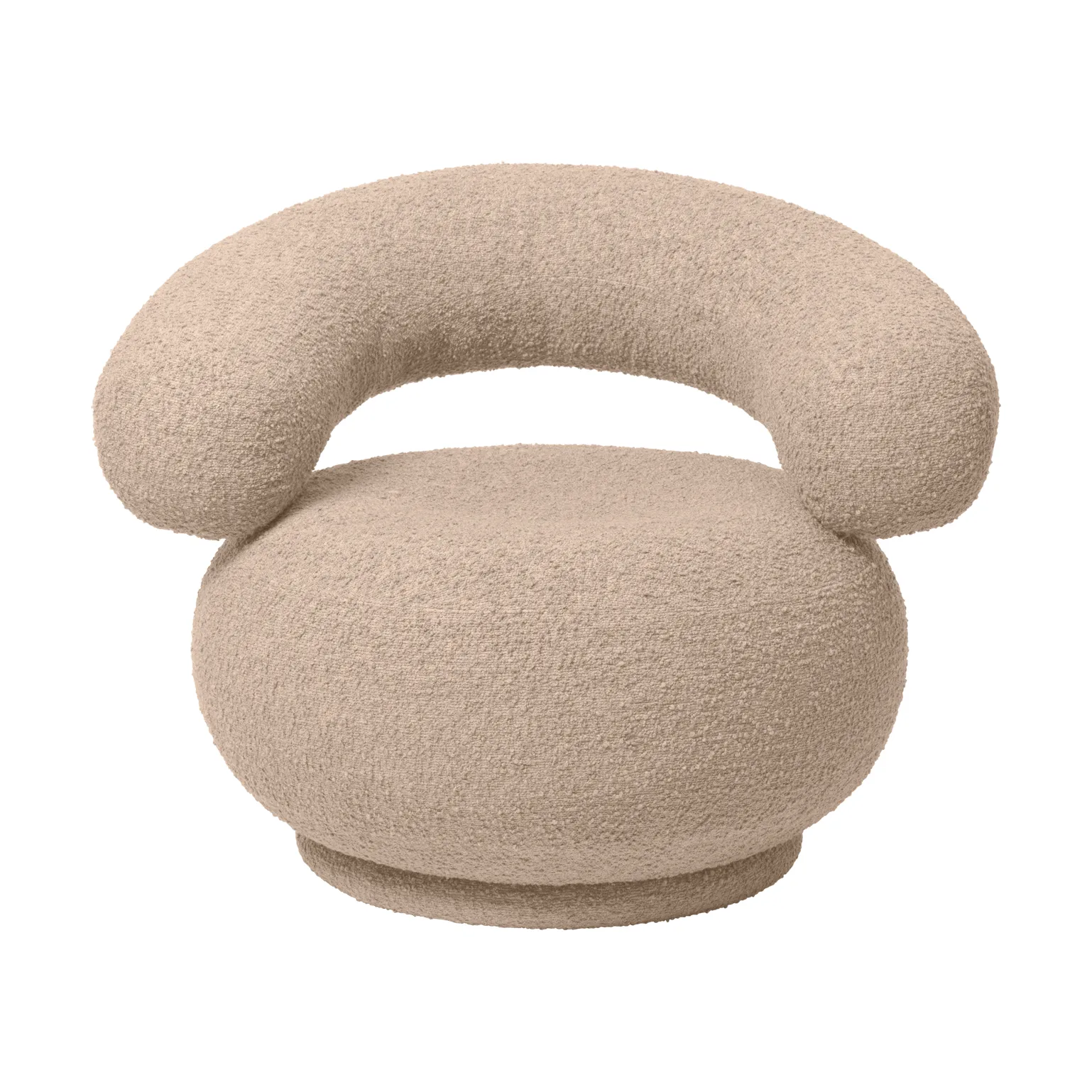 Ferm Living Orbo Lounge -nojatuoli, pyörivä Raw bouclé – Natural
