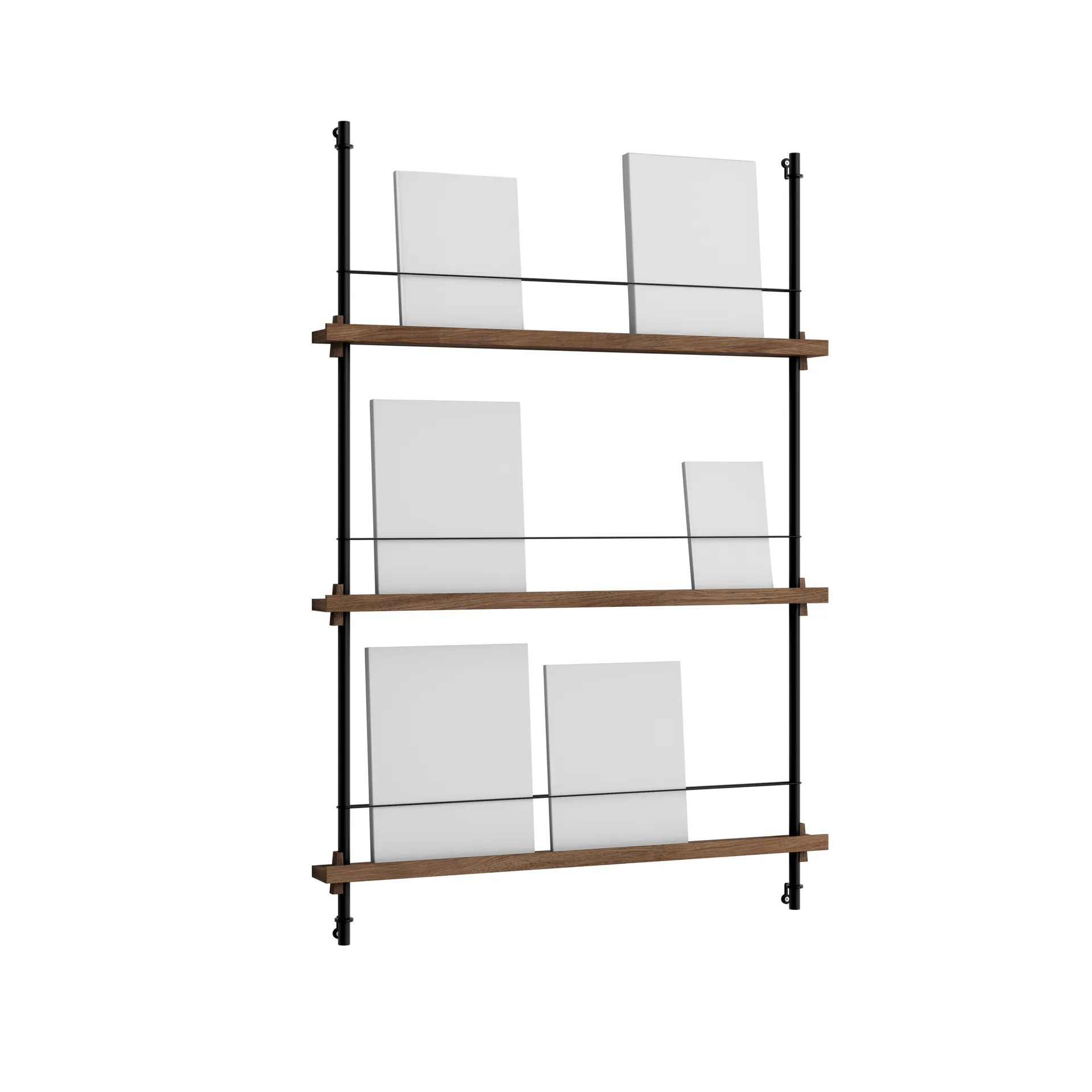 MOEBE Magazine Shelving lehtiteline Savustettu tammi-black, 85×115×7 cm, MS.115.1