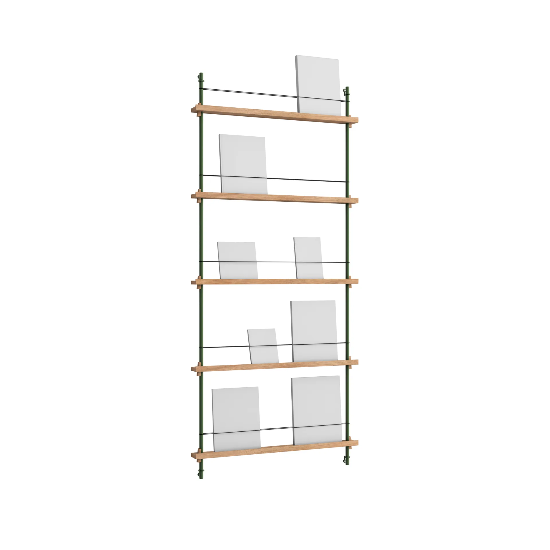 MOEBE Magazine Shelving lehtiteline Tammi-pine green, 85×180×7 cm, MS.180.1