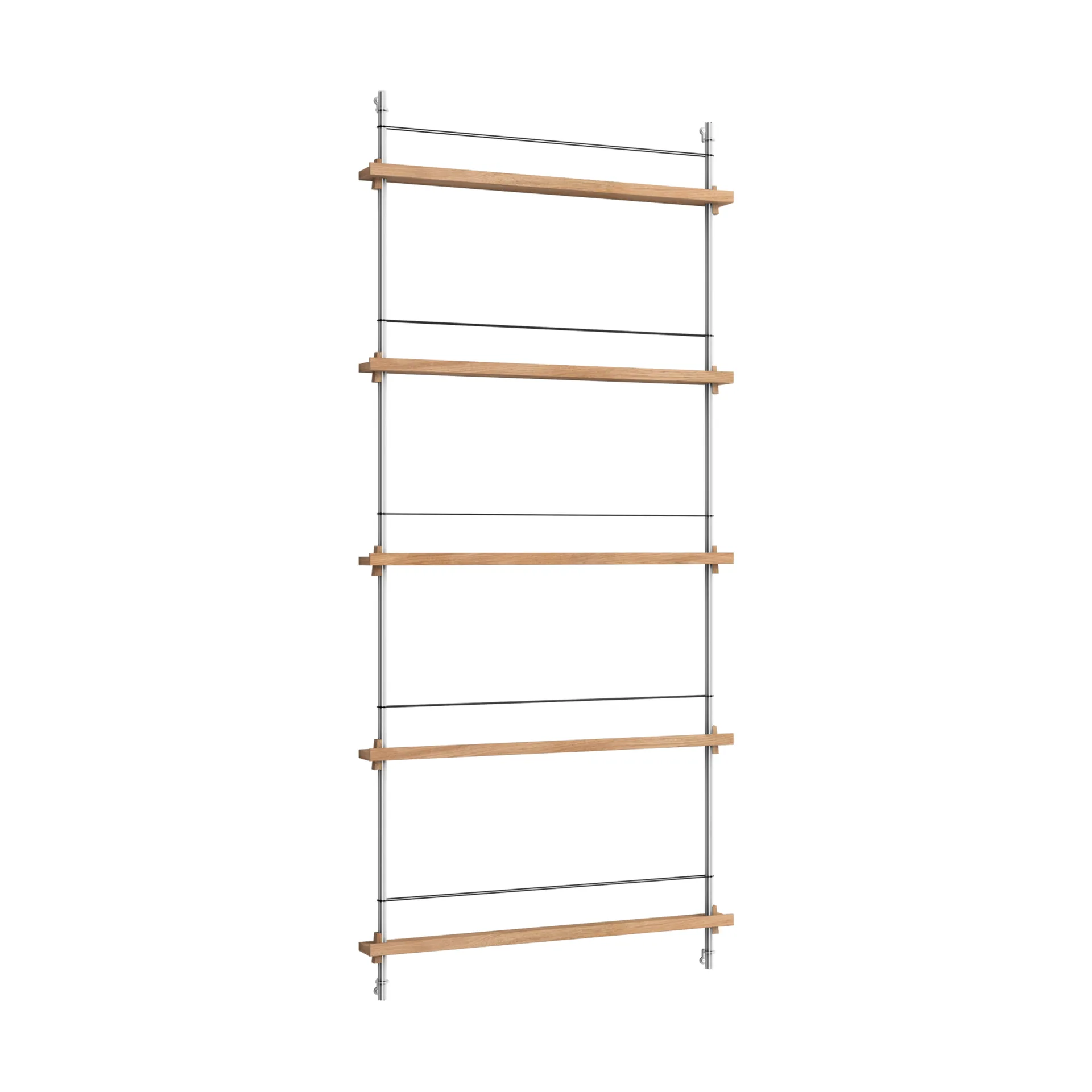 MOEBE Magazine Shelving lehtiteline Tammi ruostumaton teräs, 85×180×7 cm, MS.180.1