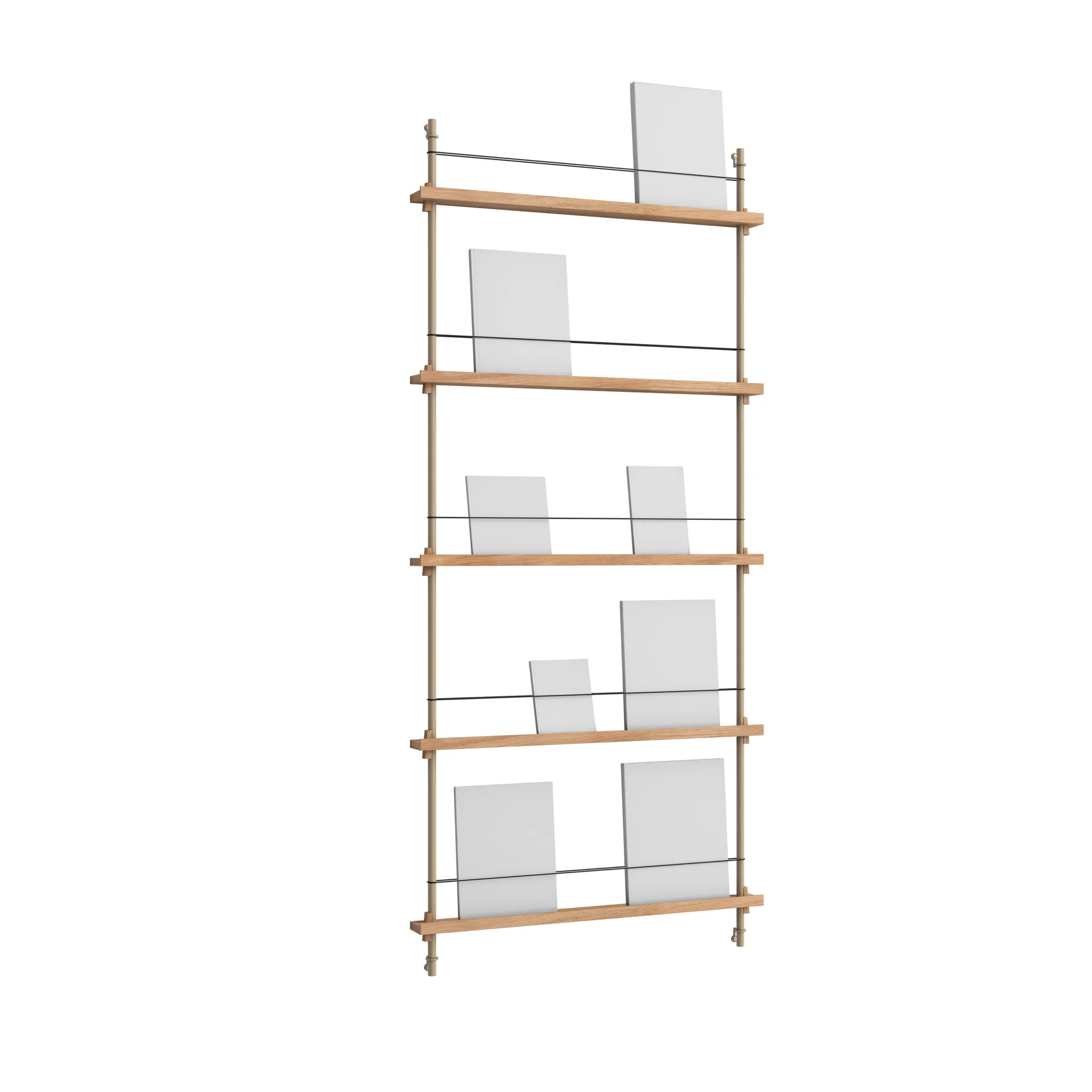 MOEBE Magazine Shelving lehtiteline Tammi-warm grey, 85×180×7 cm, MS.180.1