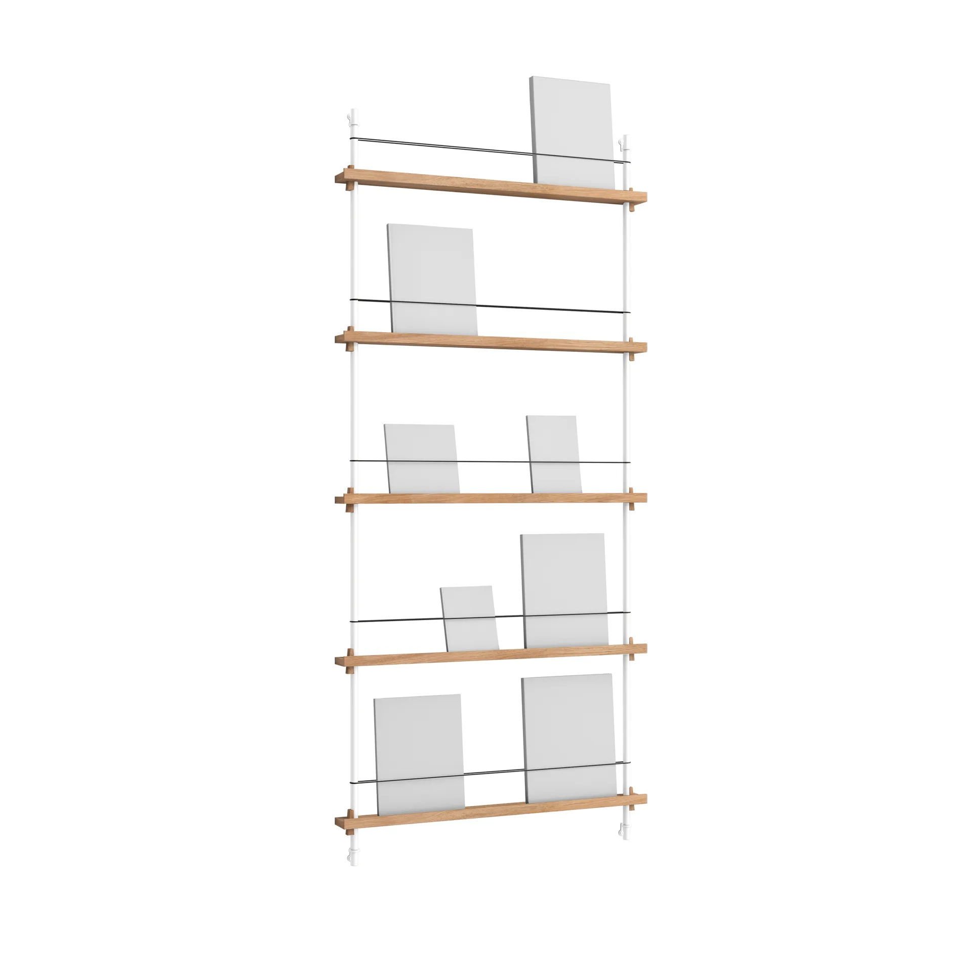 MOEBE Magazine Shelving lehtiteline Tammi-white, 85×180×7 cm, MS.180.1