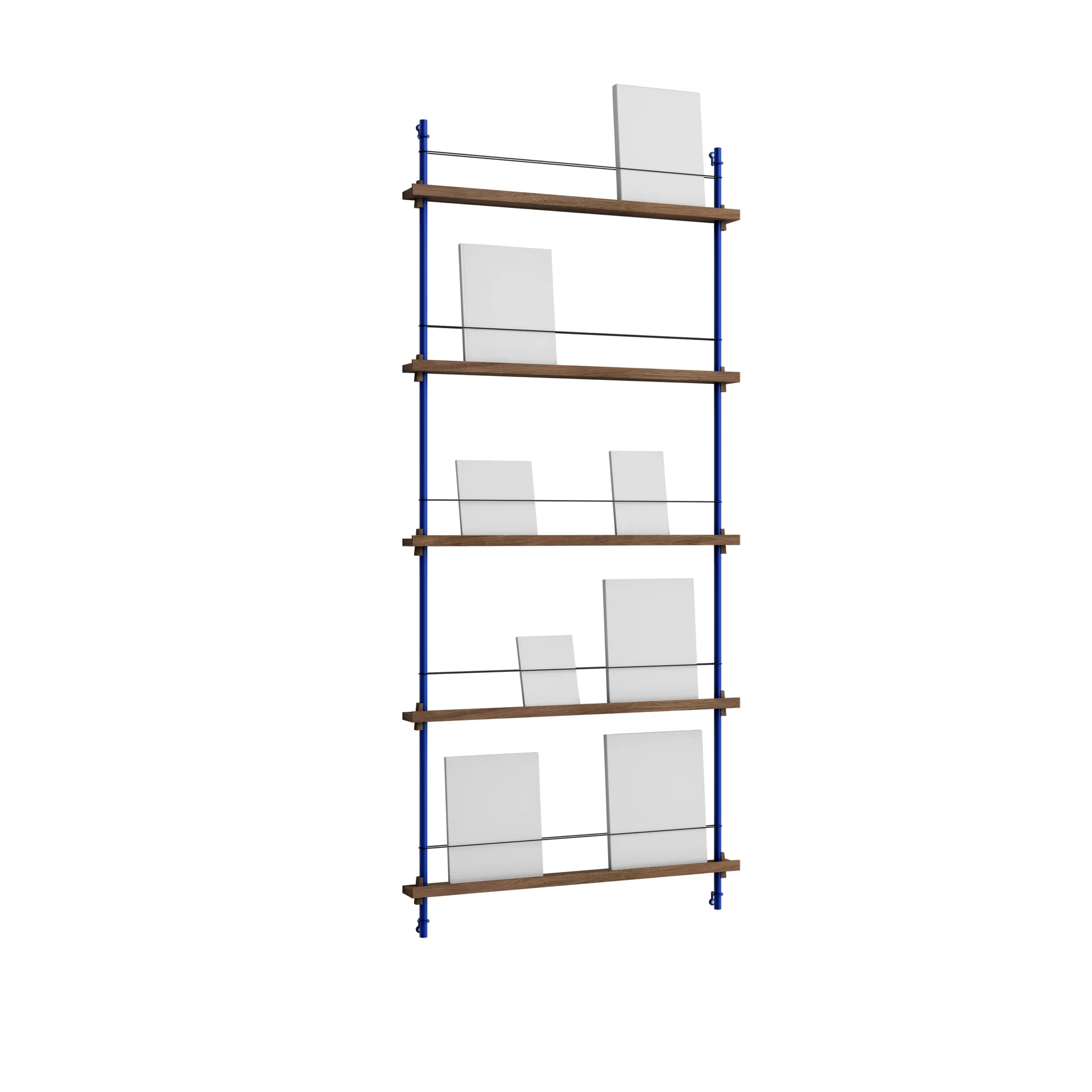 MOEBE Magazine Shelving lehtiteline Savustettu tammi-deep blue, 85×180×7 cm, MS.180.1
