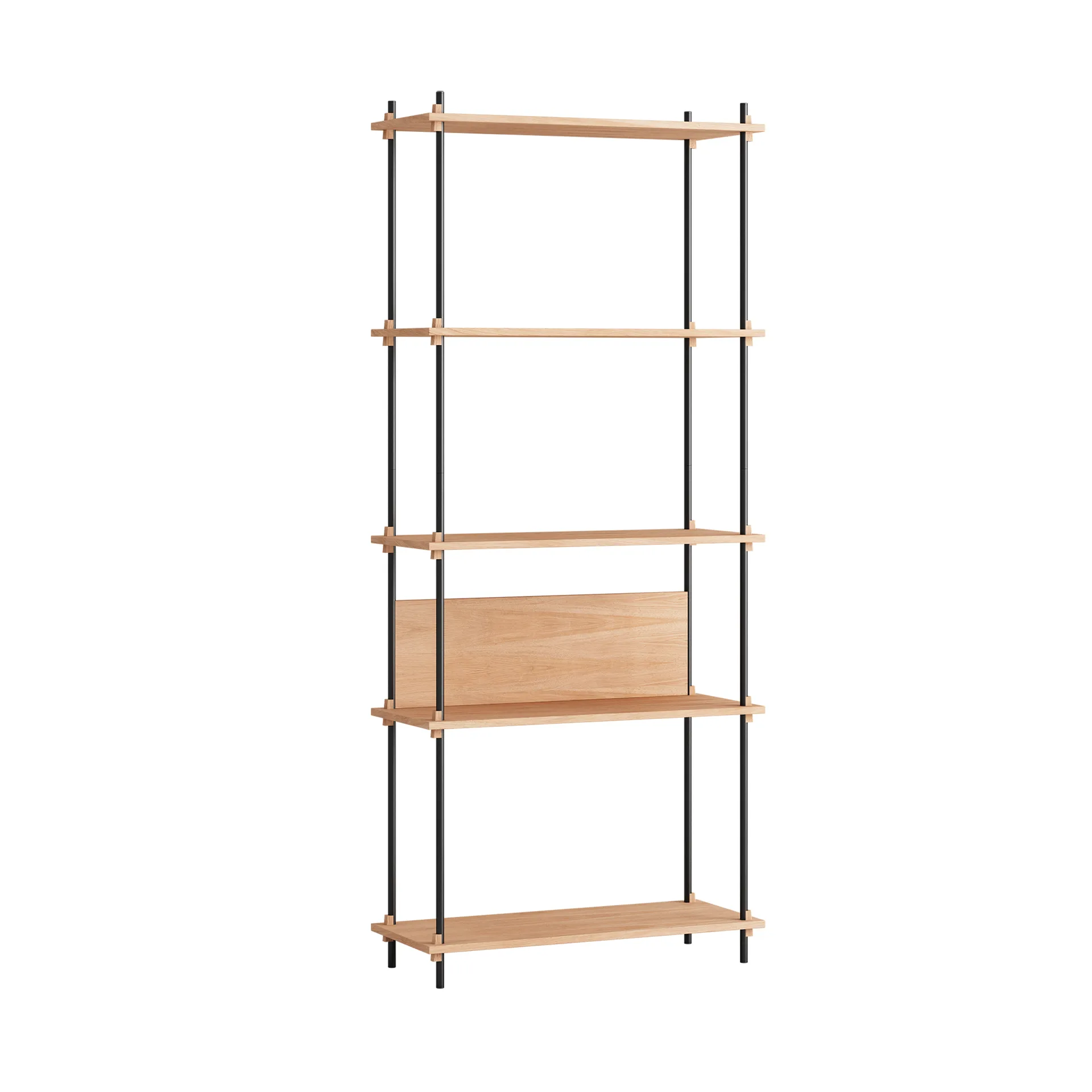 MOEBE Hyllyjärjestelmä classic hylly Tammi-black, 86×200×35 cm, S.200.1.A