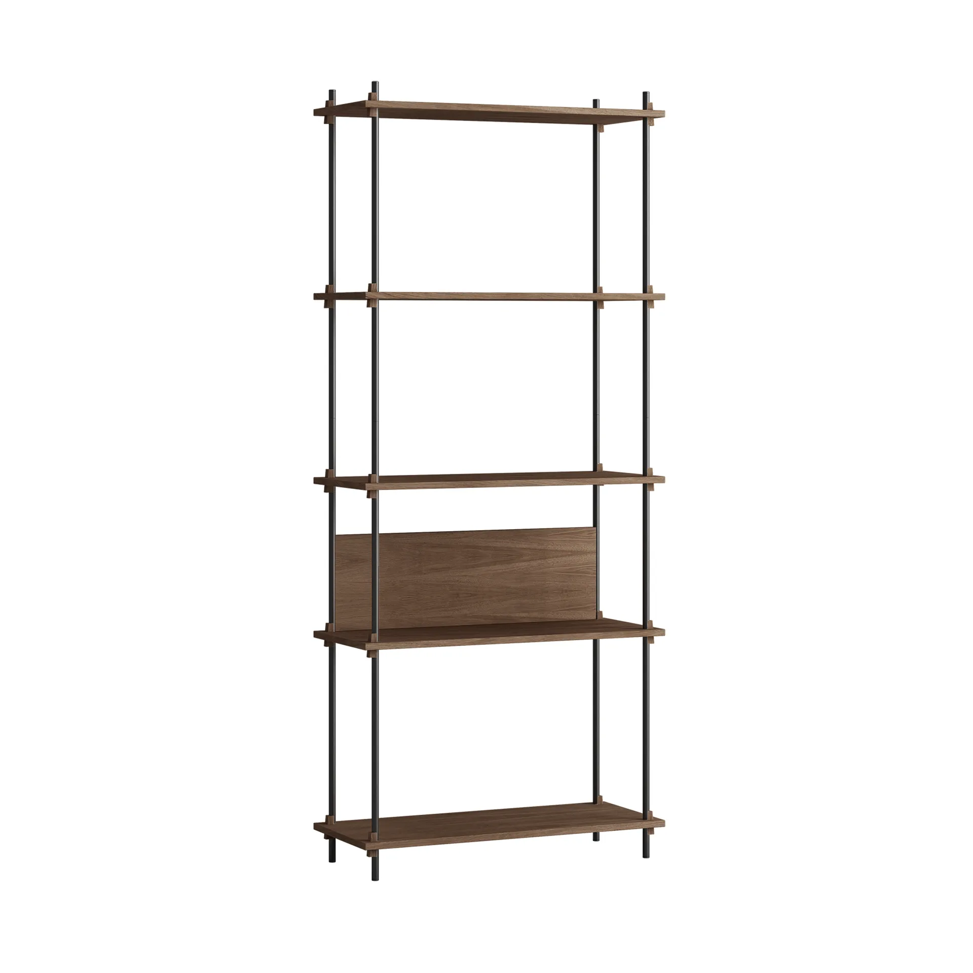 MOEBE Hyllyjärjestelmä classic hylly Savustettu tammi-black, 86×200×35 cm, S.200.1.A