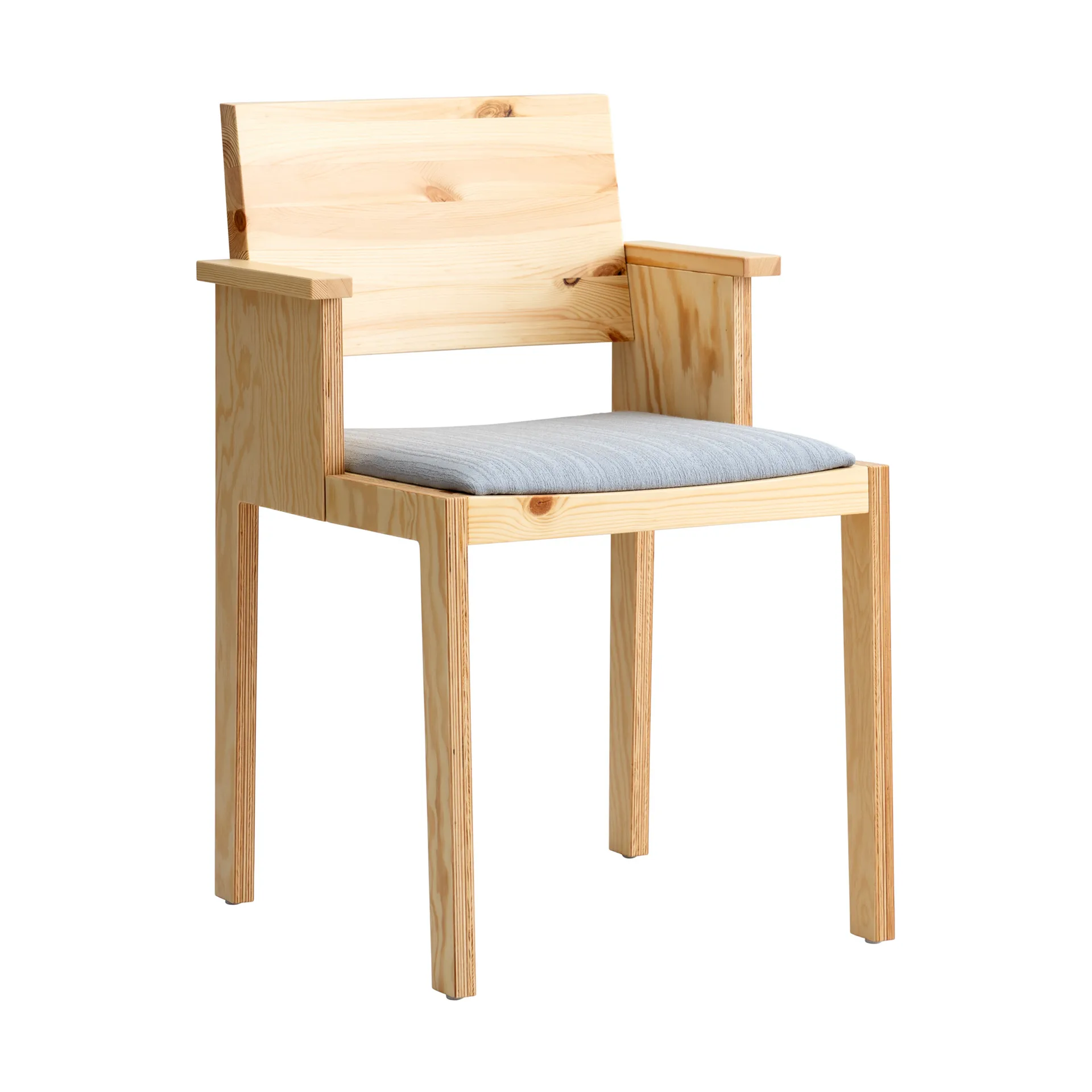 Vaarnii 016 Maasto Dining Armchair käsinojallinen tuoli Matta öljyvahattua mäntyä, verhoiltu istuin harmaa