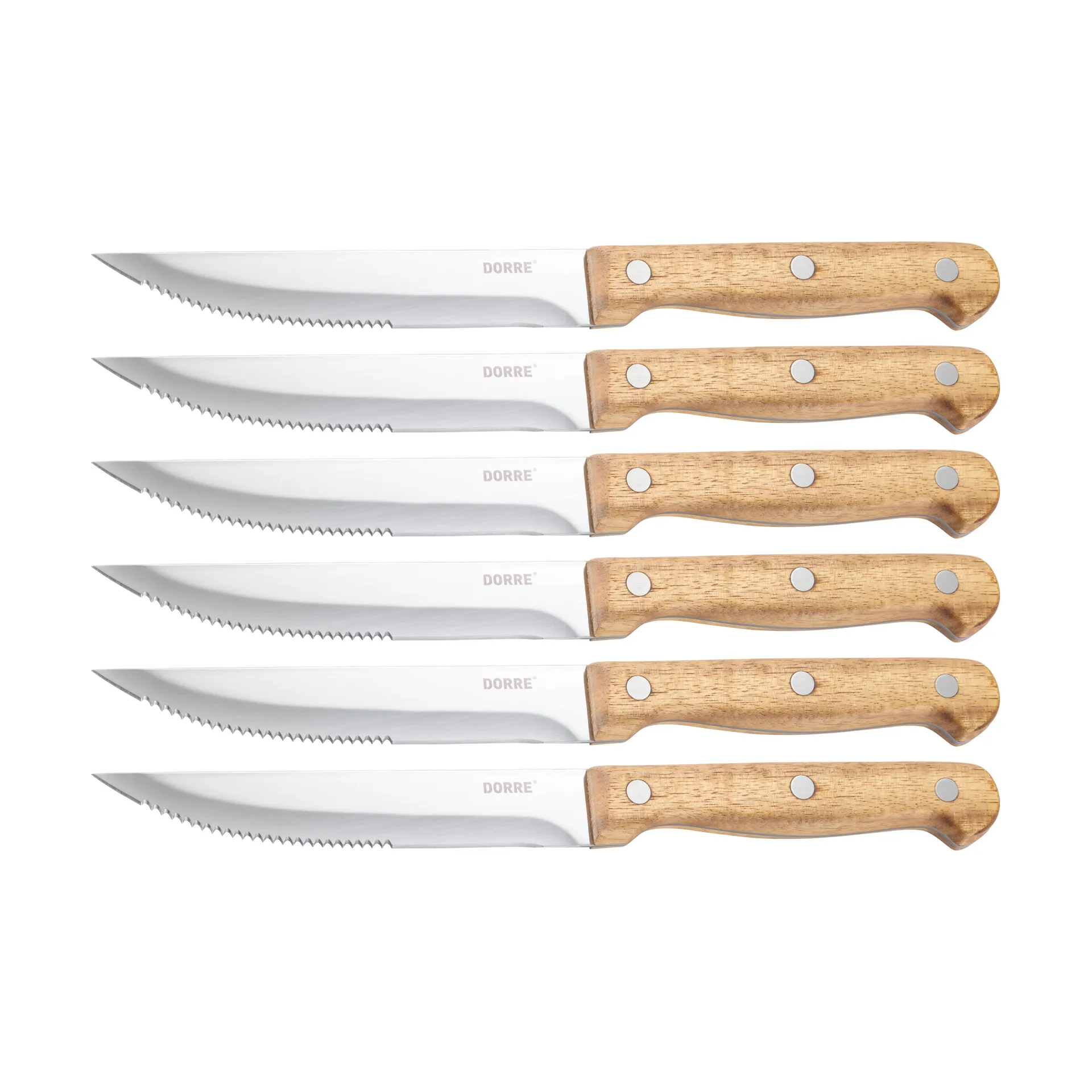 Dorre BBQ-pihviveitsi Ruostumaton teräs, 6-pack, akaasiapuinen laatikko, 22,5x2 cm