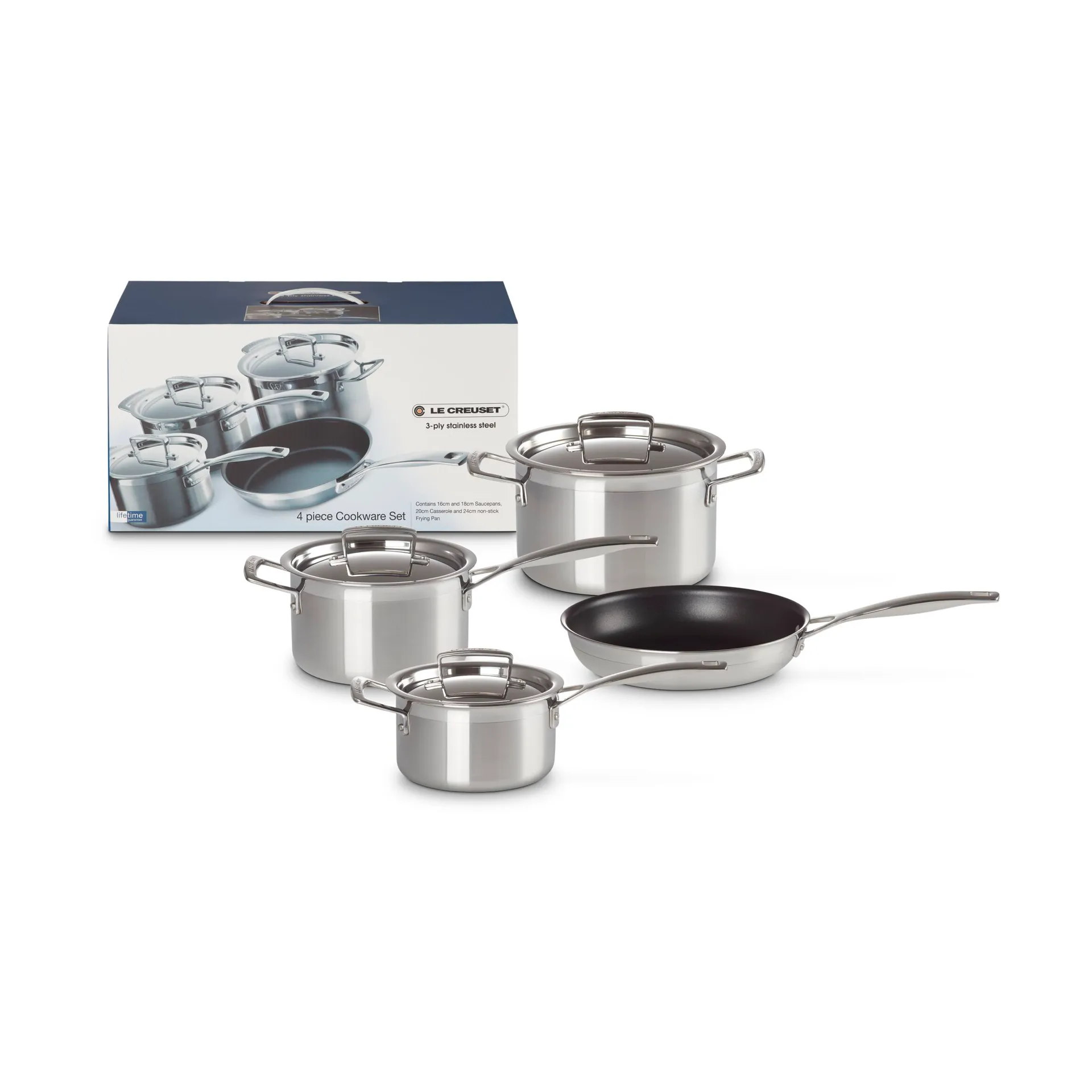 Le Creuset Le Creuset kattila- ja paistinpannusetti Ruostumaton teräs, 4 osaa