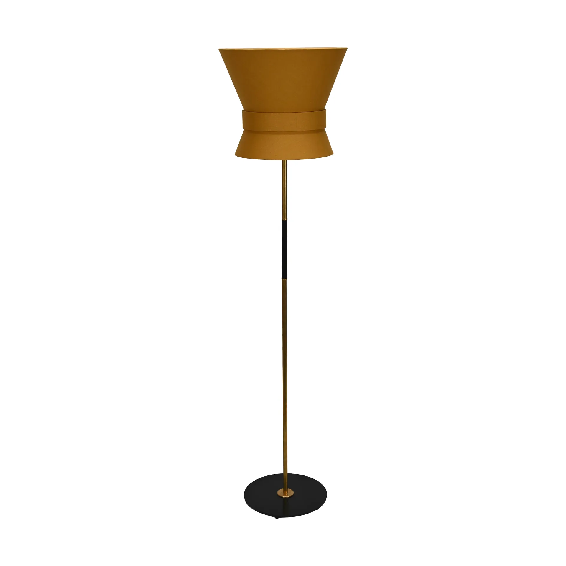 Örsjö Belysning Bow lattiavalaisin Musta-yellow ochre, suuri 159 cm
