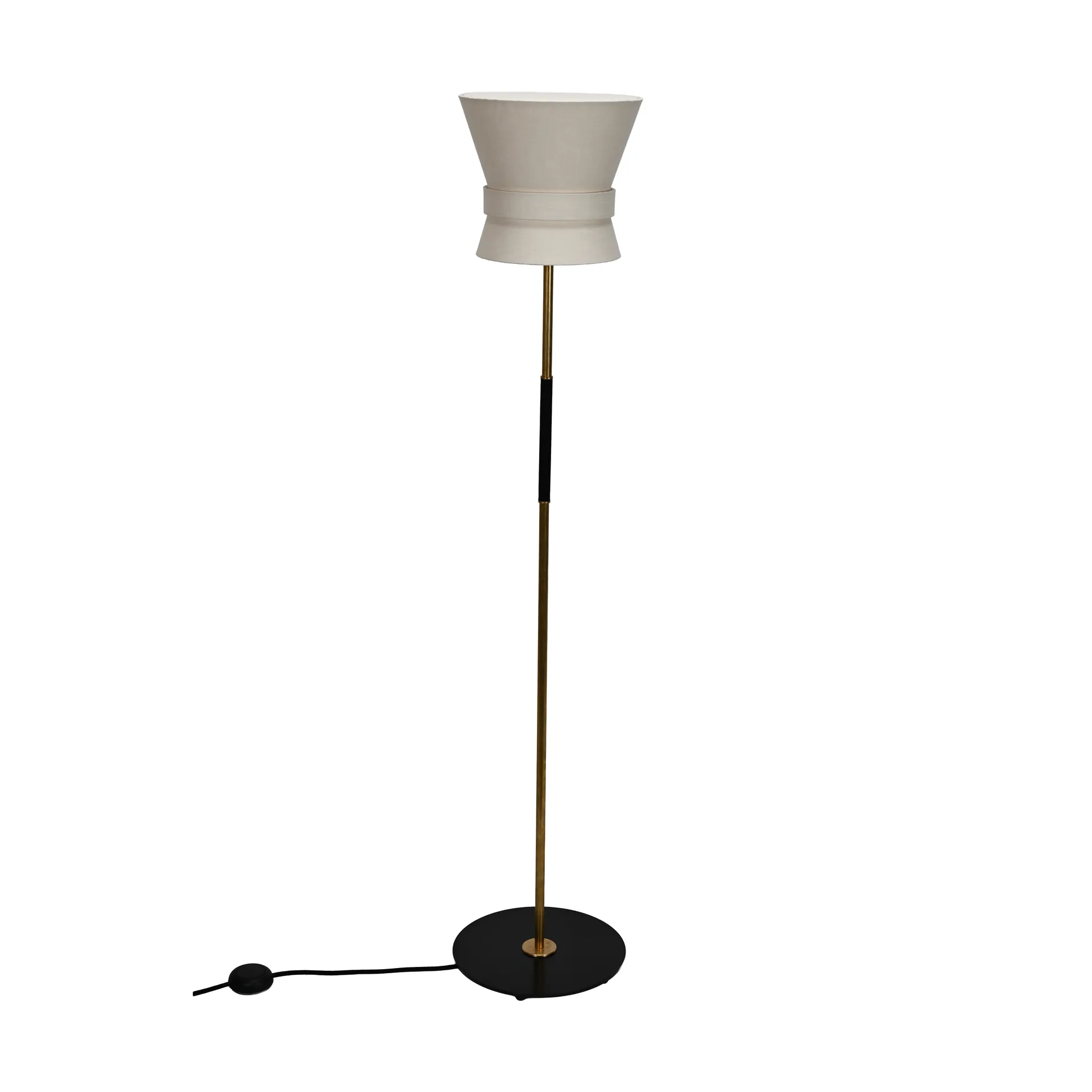 Örsjö Belysning Bow lattiavalaisin Raaka messinki-cream white, pieni 147 cm