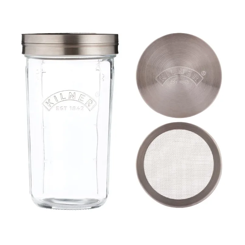 Kilner Kilner siiviläpurkkisetti Kirkas ruostumaton teräs, 0,5 l