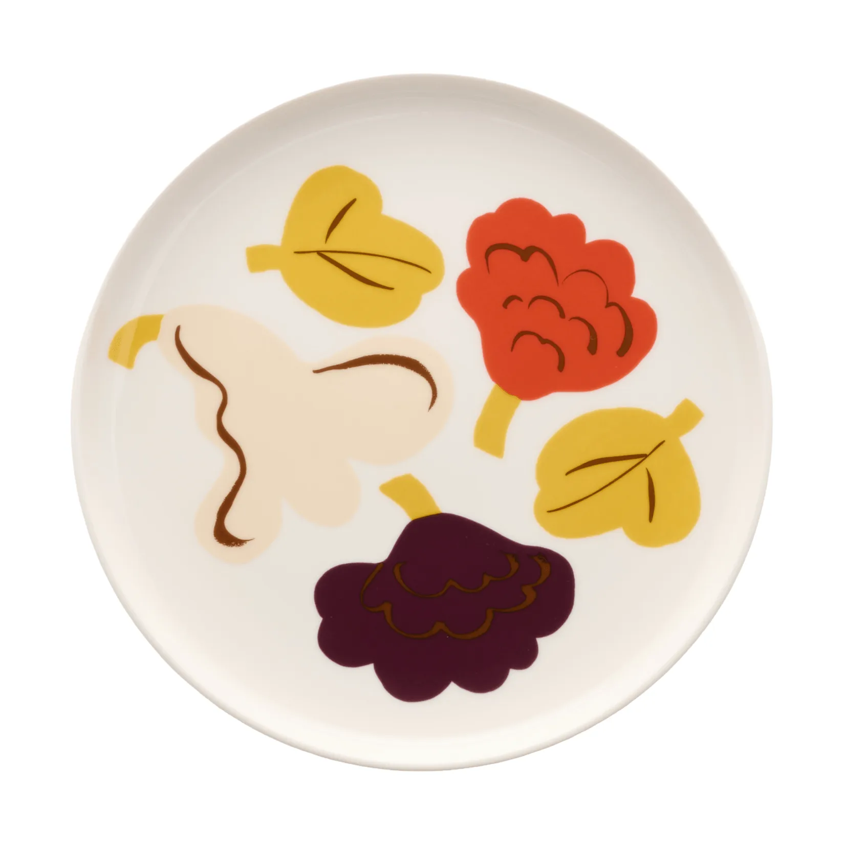 Marimekko Kukasta Kukkaan lautanen Valkoinen–vanilja–terracotta–luumu, Ø20 cm