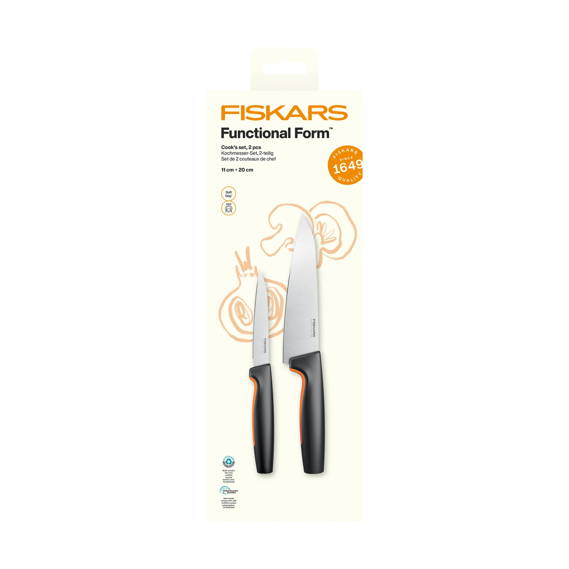 Fiskars Functional Form kokkiveitsisetti Ruostumaton teräs, 2 osaa