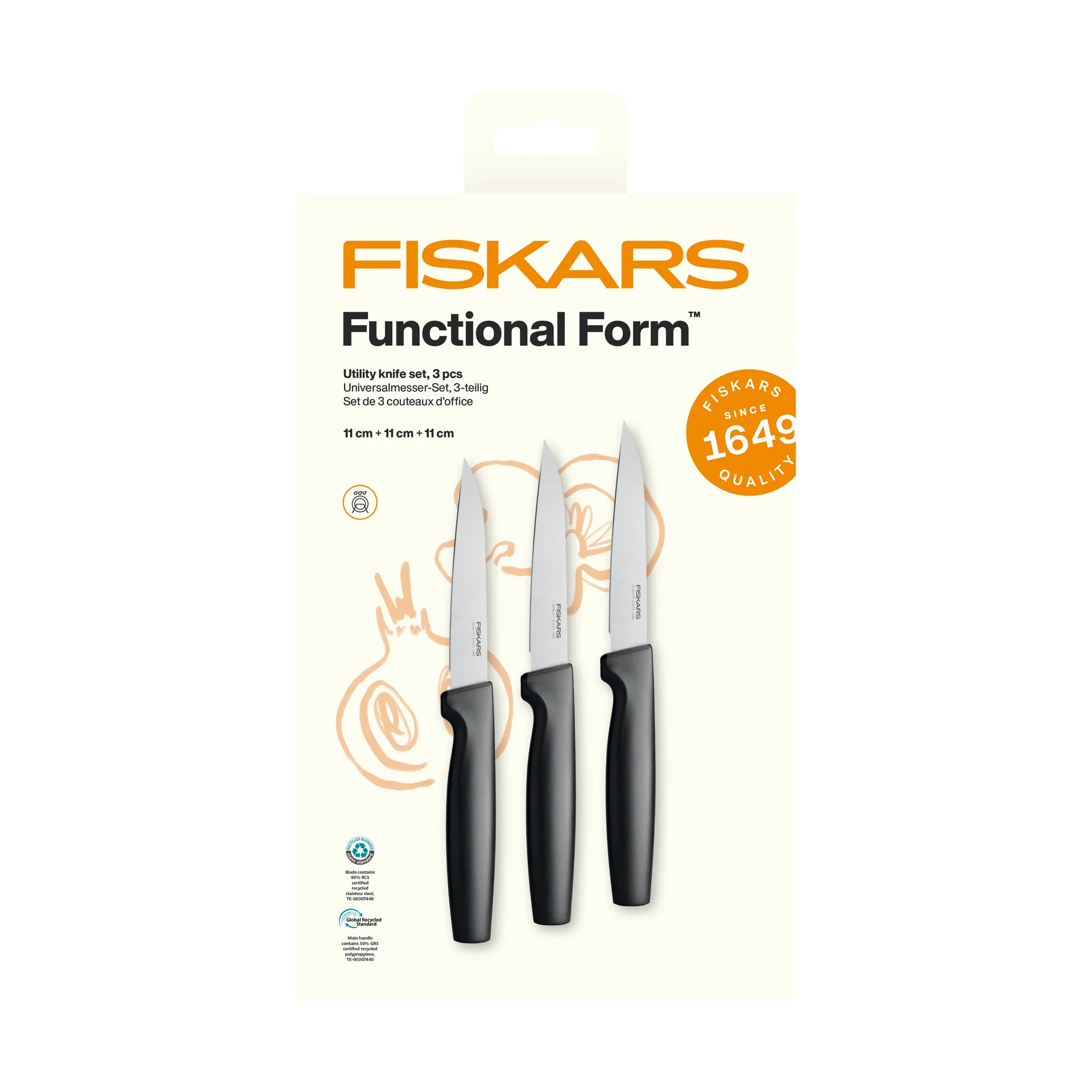 Fiskars Functional Form yleisveitsisetti Ruostumatonta terästä, 3 osaa