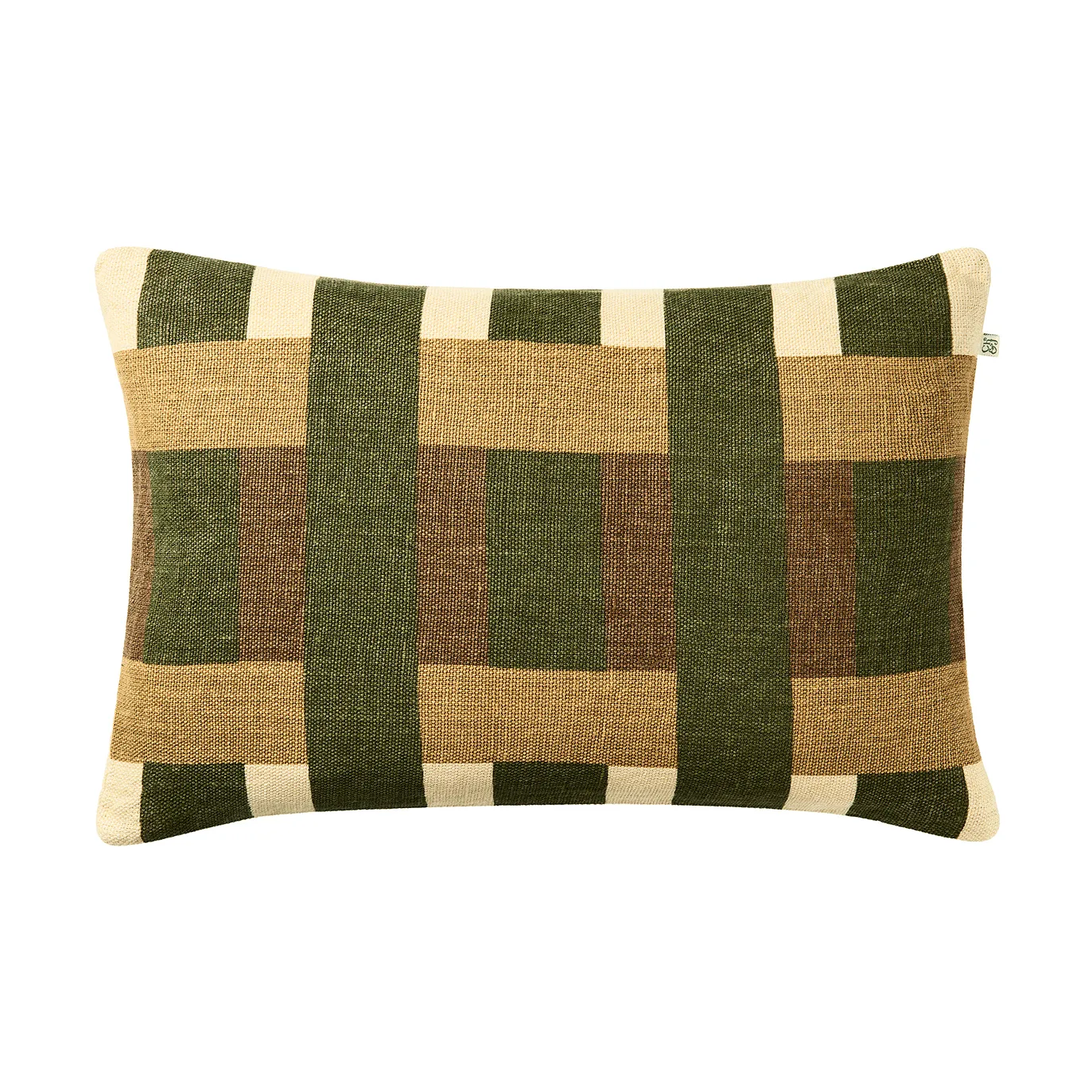 Chhatwal & Jonsson Benaras tyynynpäällinen Cactus Green-Taupe-Khaki, 40x60 cm