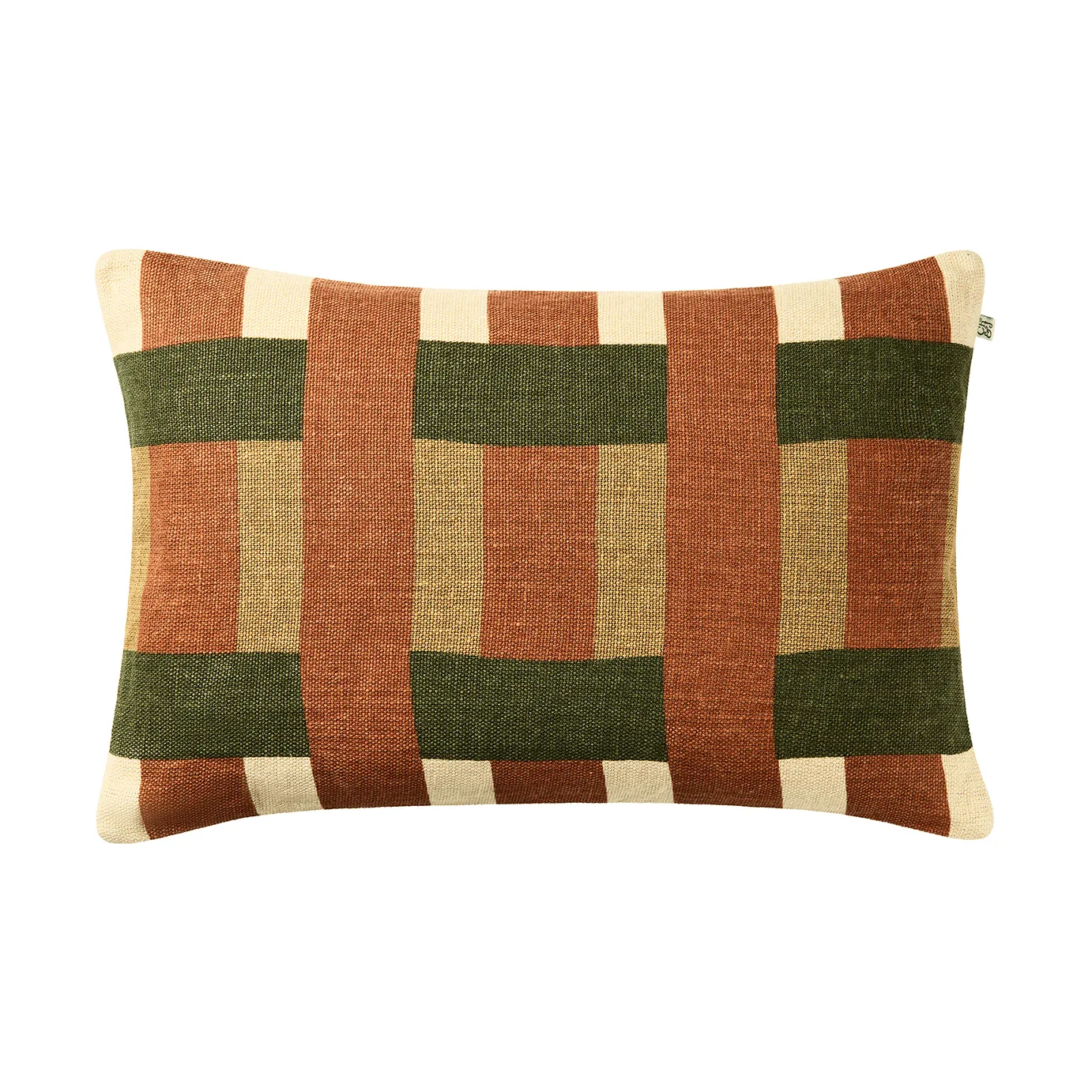 Chhatwal & Jonsson Benaras tyynynpäällinen Apricot Orange–Khaki–Cactus Green, 40x60 cm