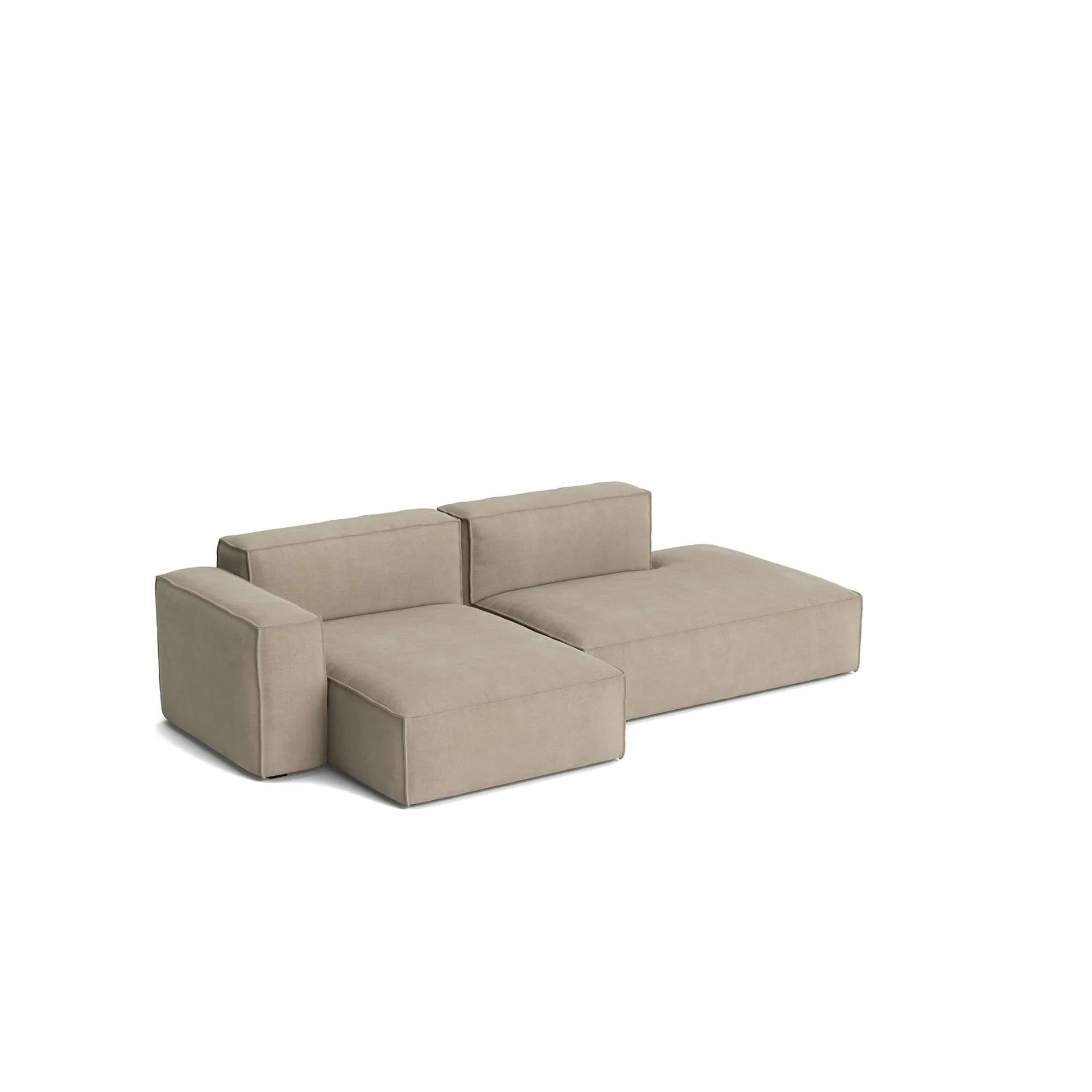HAY Mags Soft Low Armrest sohva 2,5-istuttava yhdistelmä 3 Linara beige, vasemmanpuoleinen, irrotettava verhoilu