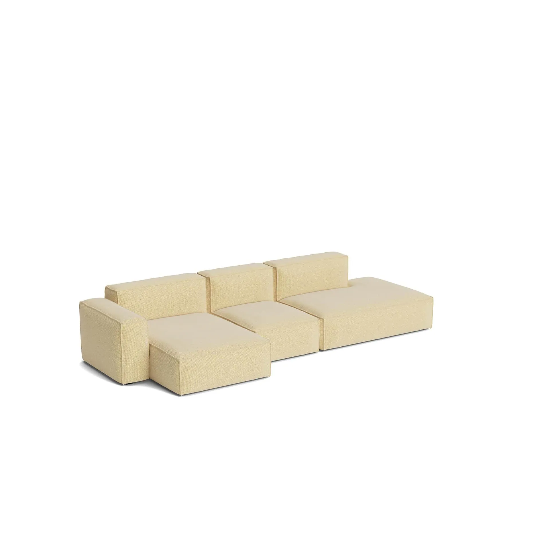 HAY Mags Soft Low Armrest sohva 2,5-istuttava yhdistelmä 3 Tartaglia Ocre white, vasemmalle sijoitettu, irrotettava päällinen