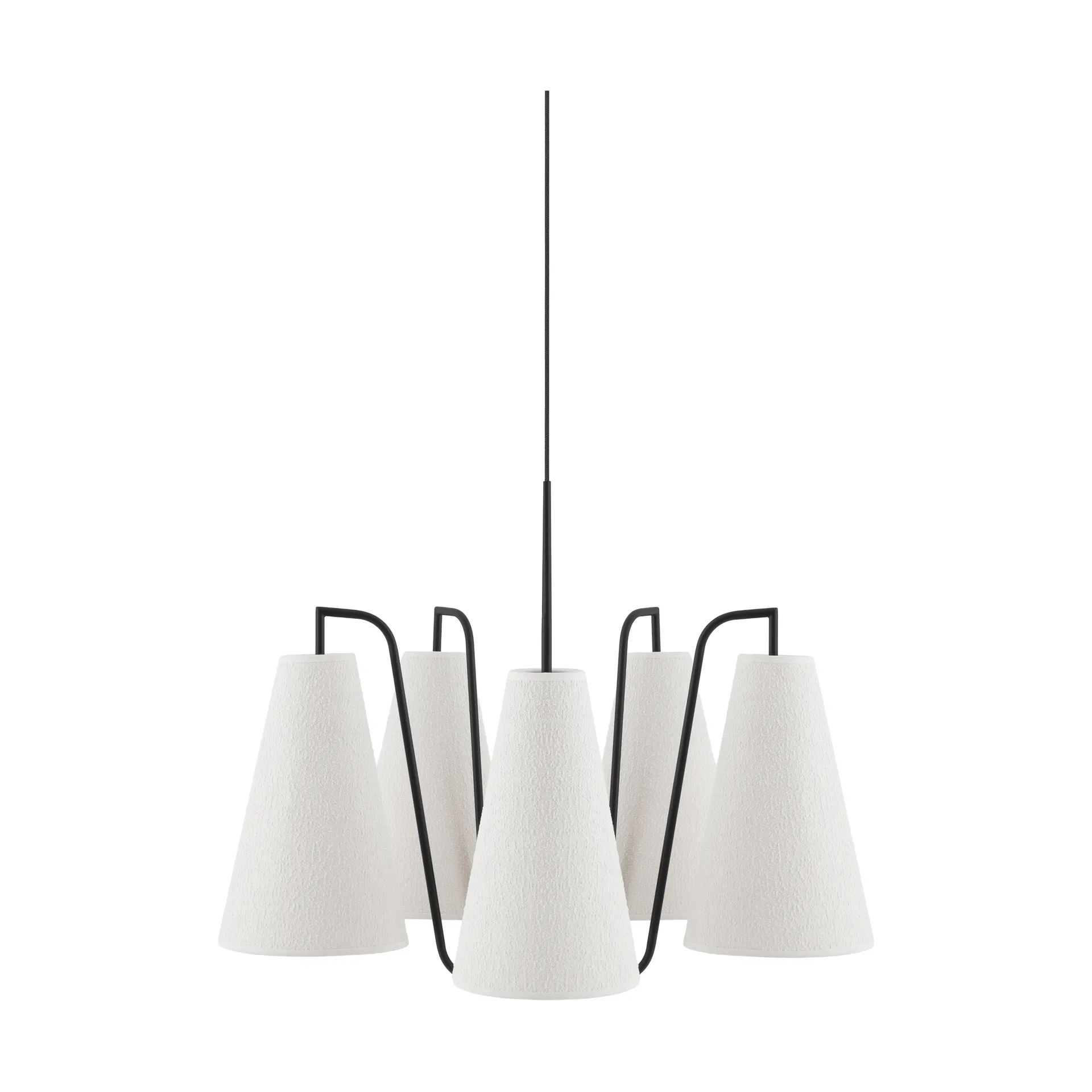 Globen Lighting Lou riippuvalaisin 5, valkoinen bouclé-musta, 67x67 cm