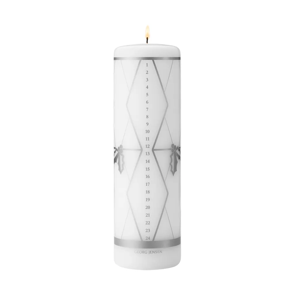 Georg Jensen vuoden 2026 kalenterikynttilä hopeapainatus