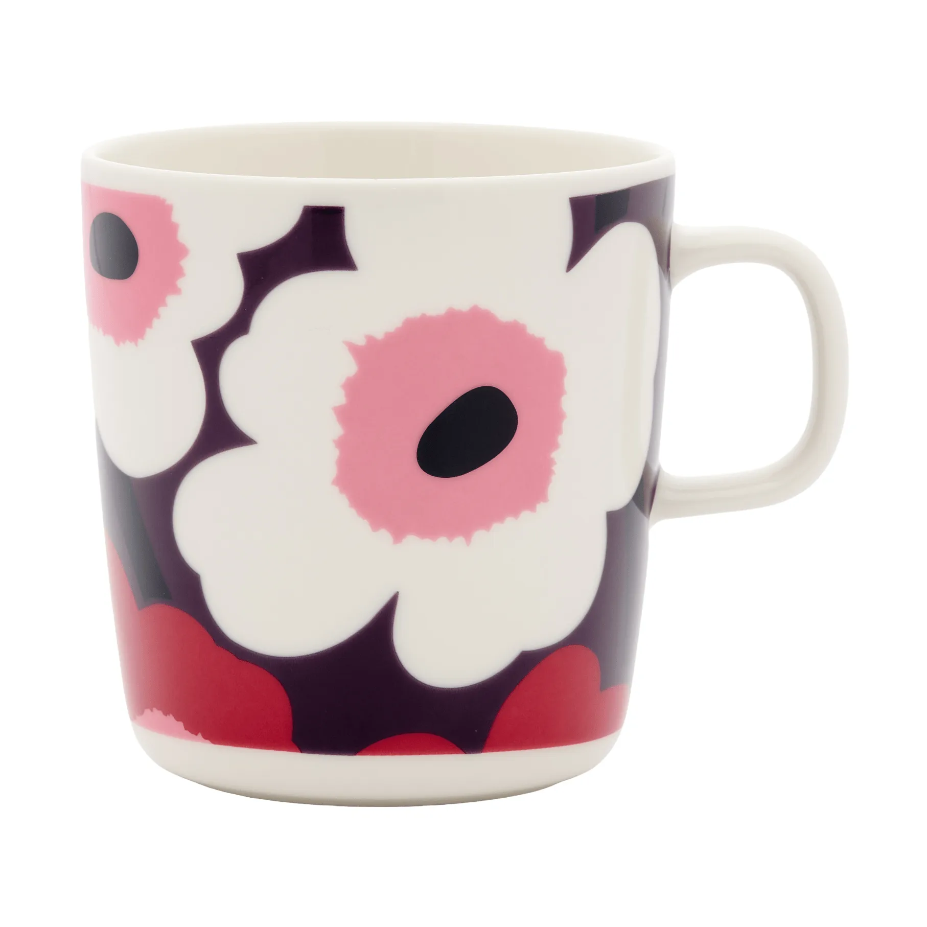 Marimekko Unikko muki 40 cl White-plum-cranberry-pink