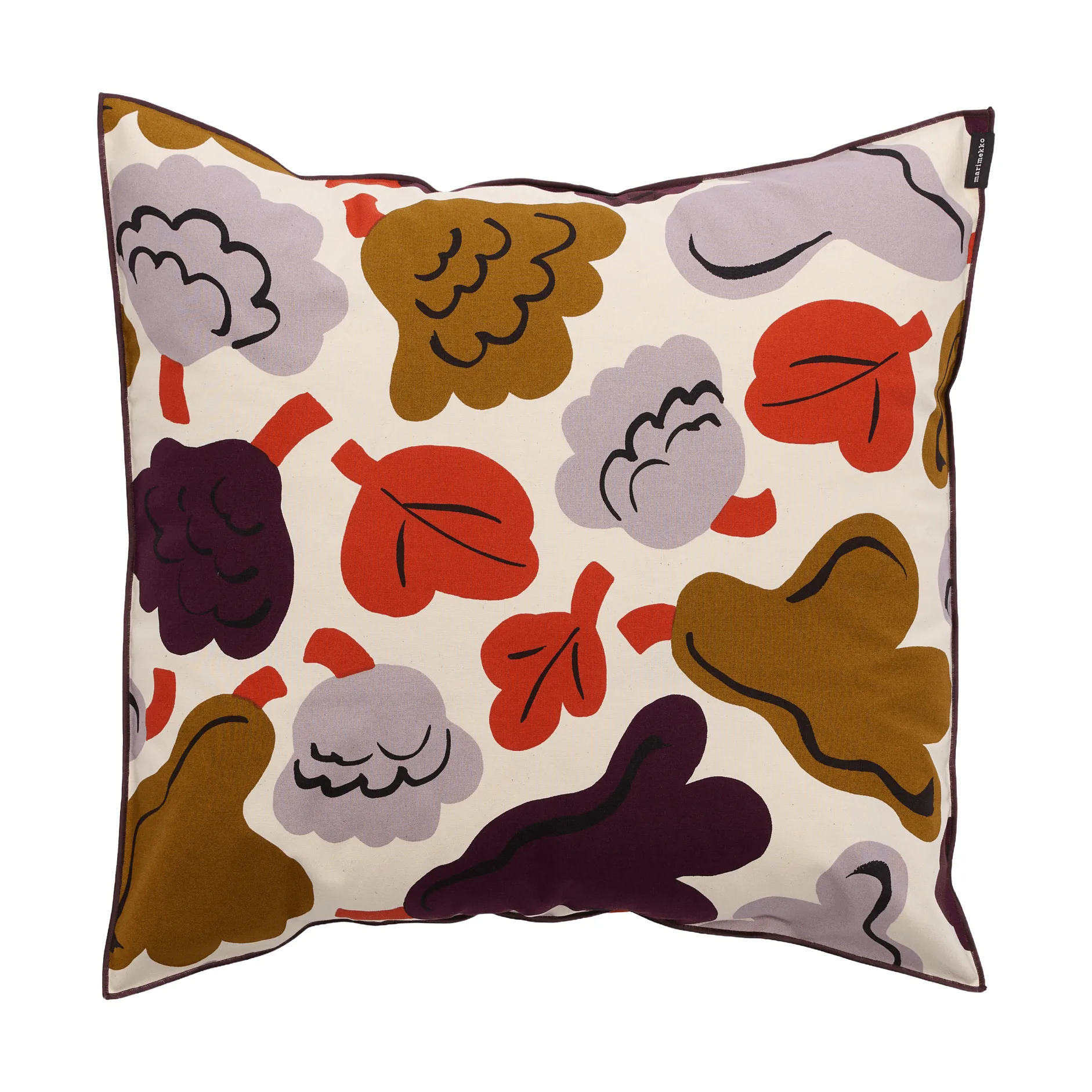 Marimekko Pieni Kukasta Kukkaan tyynynpäällinen Hay-plum-bronze-terracotta, 50x50 cm