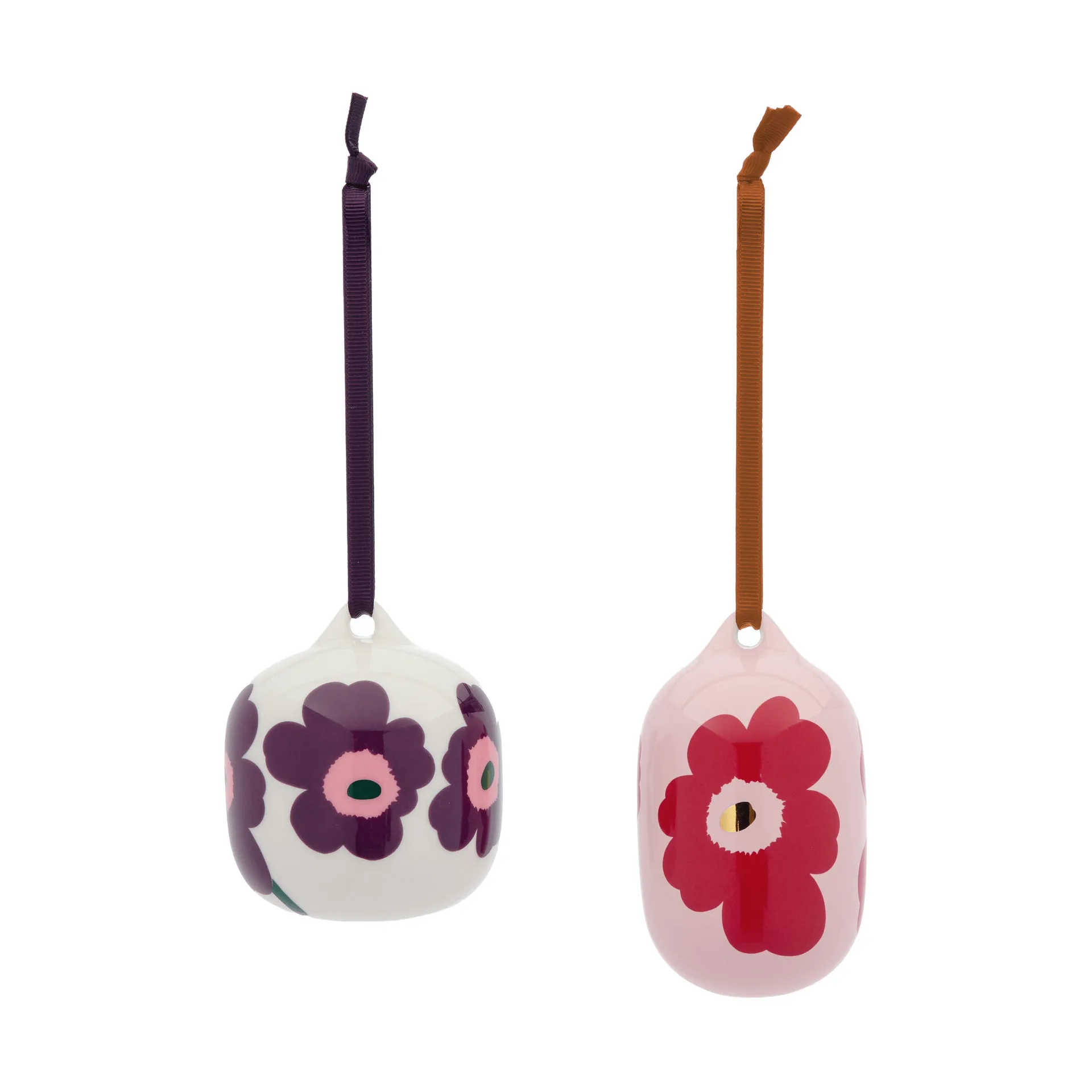 Marimekko Unikko koristeornamentti Pink-karpalo-valkoinen-luumu, 2 kpl
