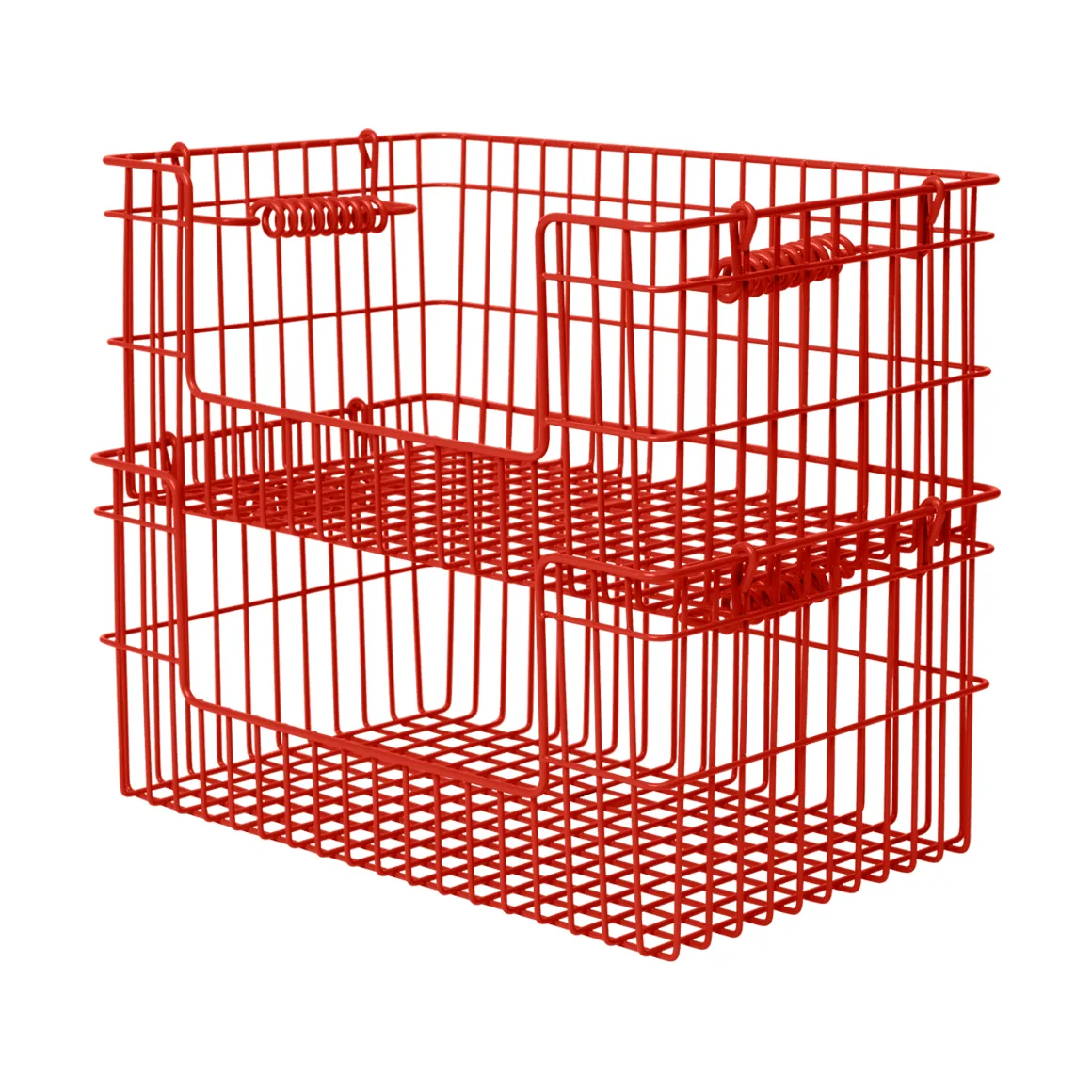 Ferm Living Cala kori pinottava 2-pakkaus Poppy red, 28,7x18x13 cm