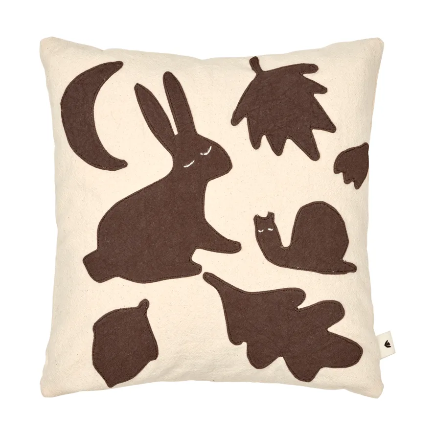 Ferm Living Lunden tyyny Off-white-dark chocolate, 30x30 cm