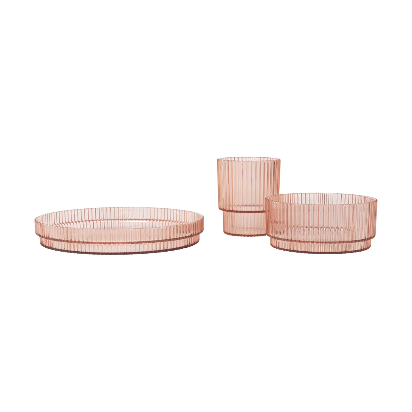 Ferm Living Ripple kids lastenastiasto Blush, 3 kpl