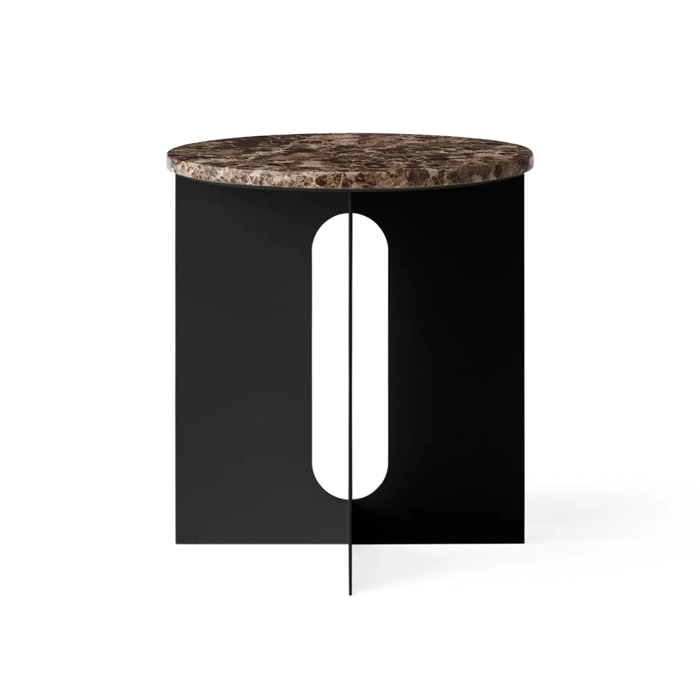 Audo Copenhagen Androgyne sivupöytä Emperador-marmori - musta teräs, Ø42 cm