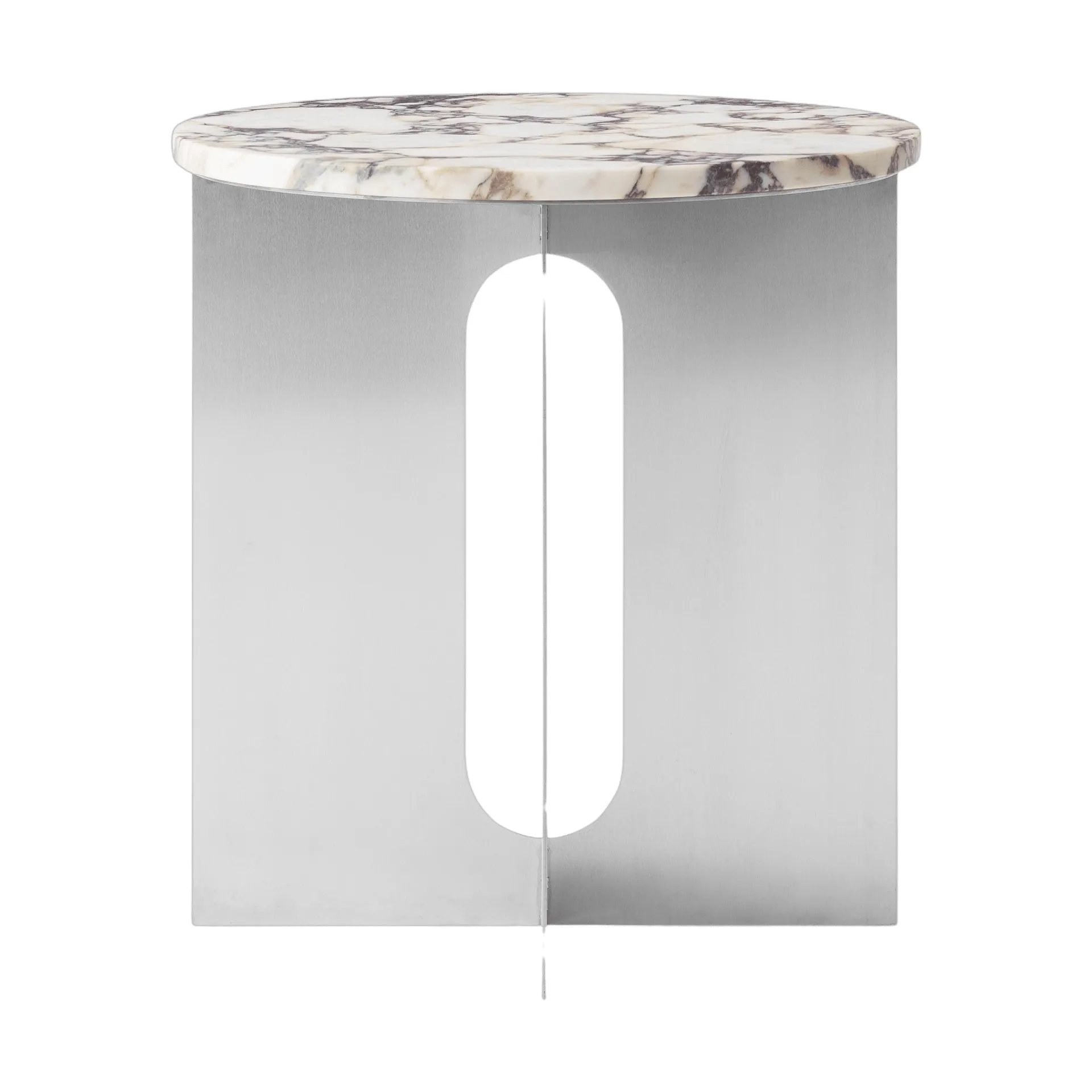 Audo Copenhagen Androgyne sivupöytä Calacatta Viola marmori-harjattu teräs, Ø42 cm