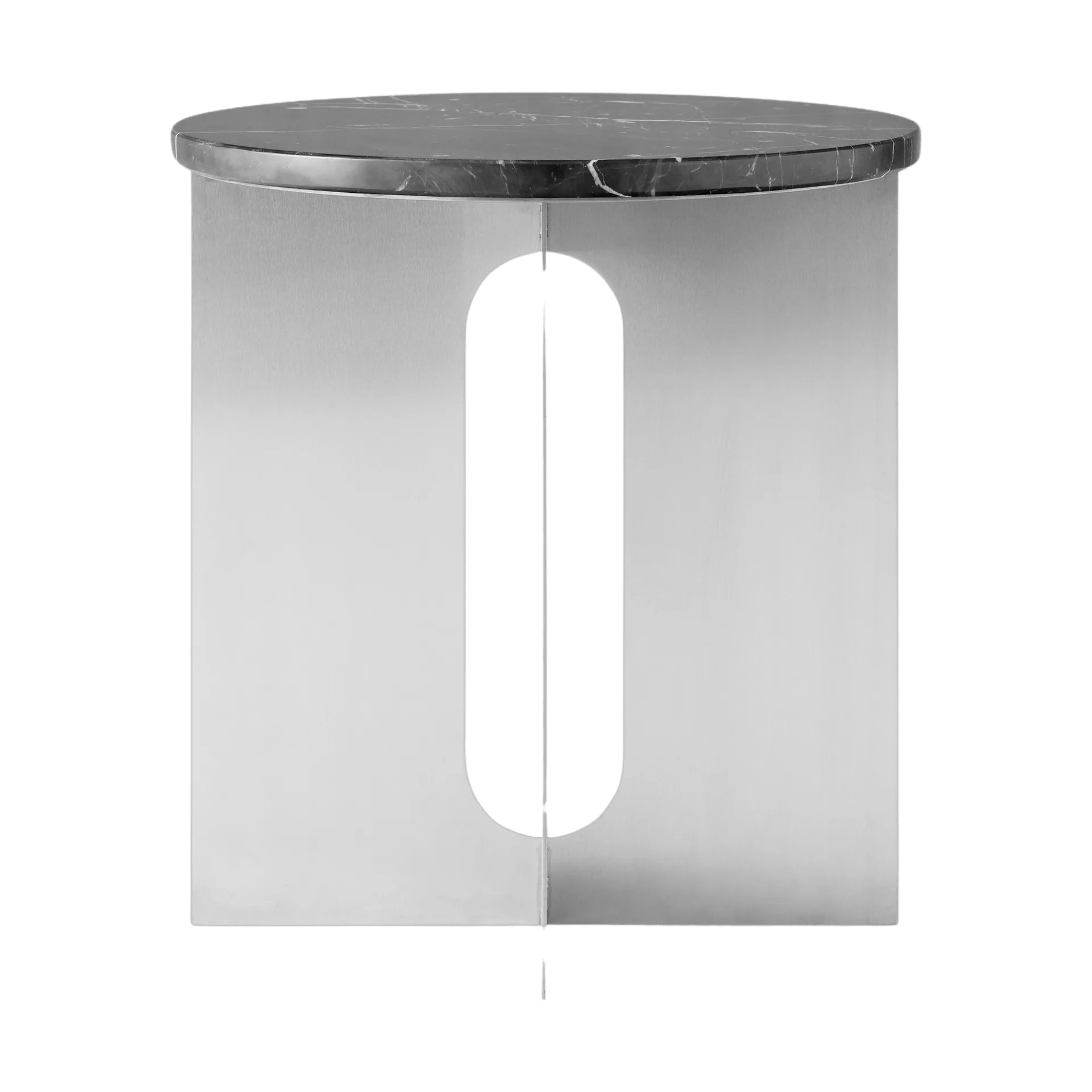 Audo Copenhagen Androgyne sivupöytä Nero Maquina marmori-harjattu teräs, Ø42 cm