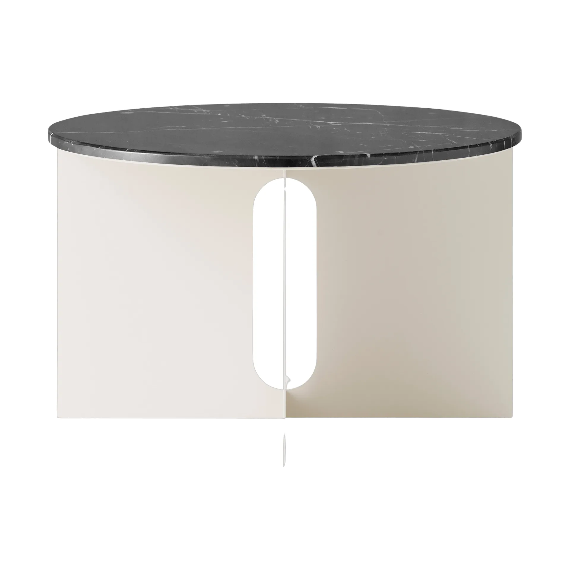 Audo Copenhagen Androgyne sivupöytä Nero Marquina marmori-ivory teräs, Ø65 cm