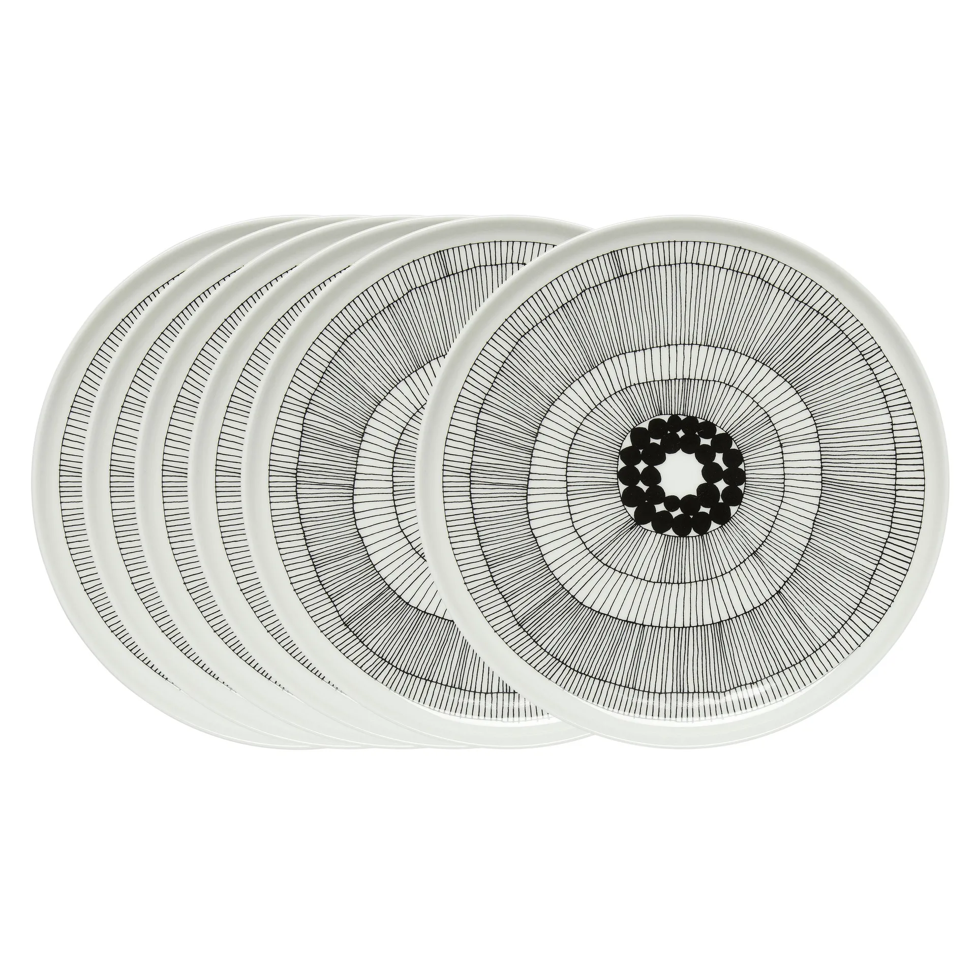 Marimekko Siirtolapuutarha lautanen Ø 25 cm, 6 kpl musta-valkoinen