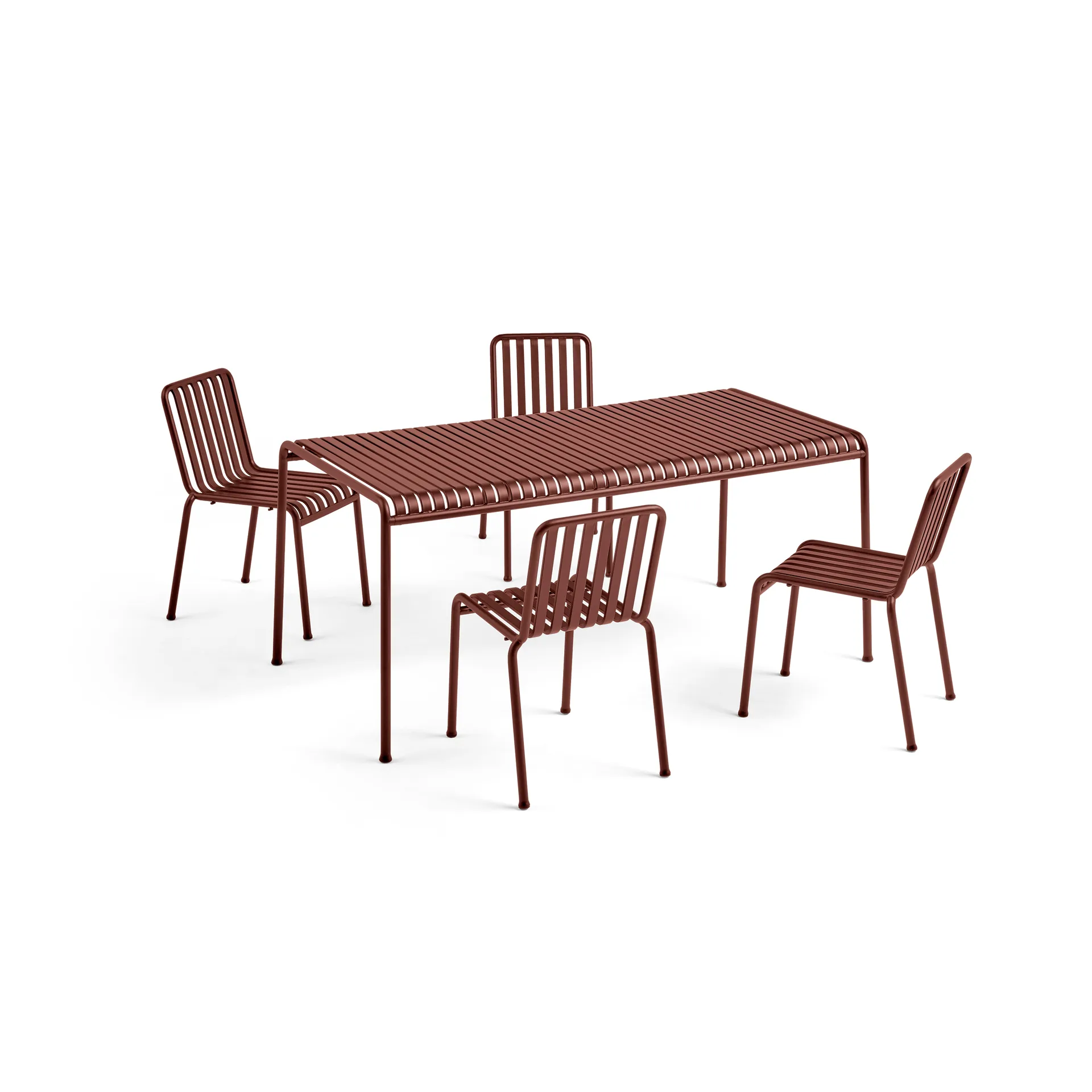 HAY Palissade ruokailuryhmä 4 tuolia 170x90 cm - Iron red