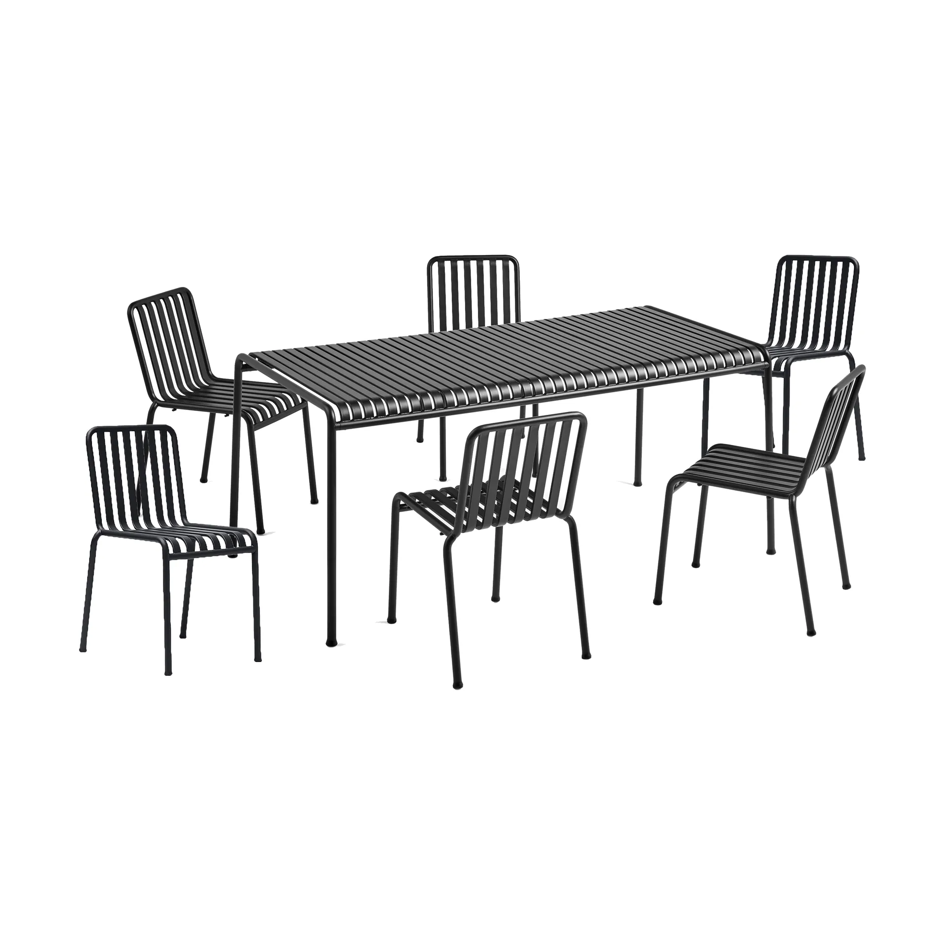 HAY Palissade ruokailuryhmä 6 tuolia 170x90 cm anthracite