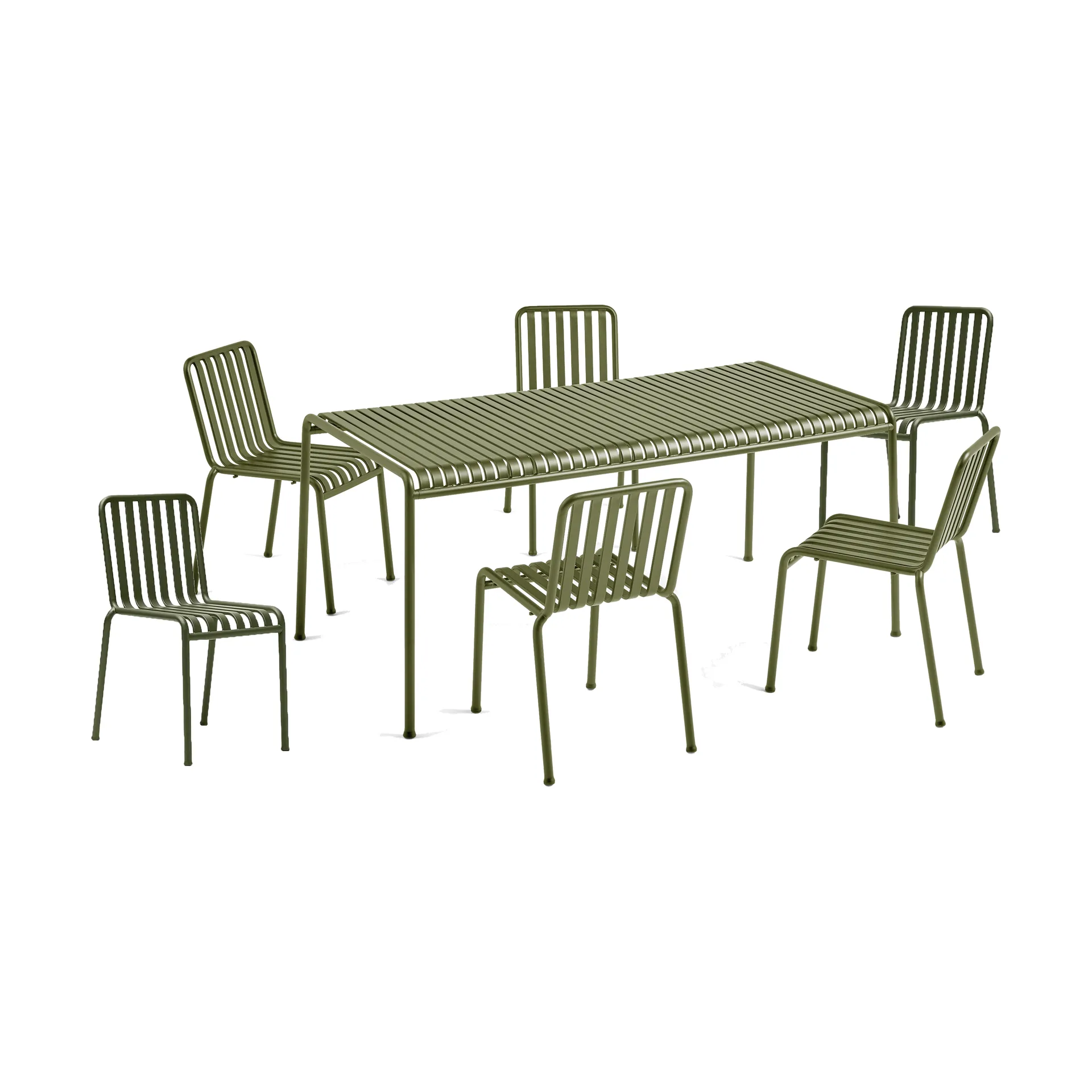 HAY Palissade ruokailuryhmä 6 tuolia 170x90 cm olive