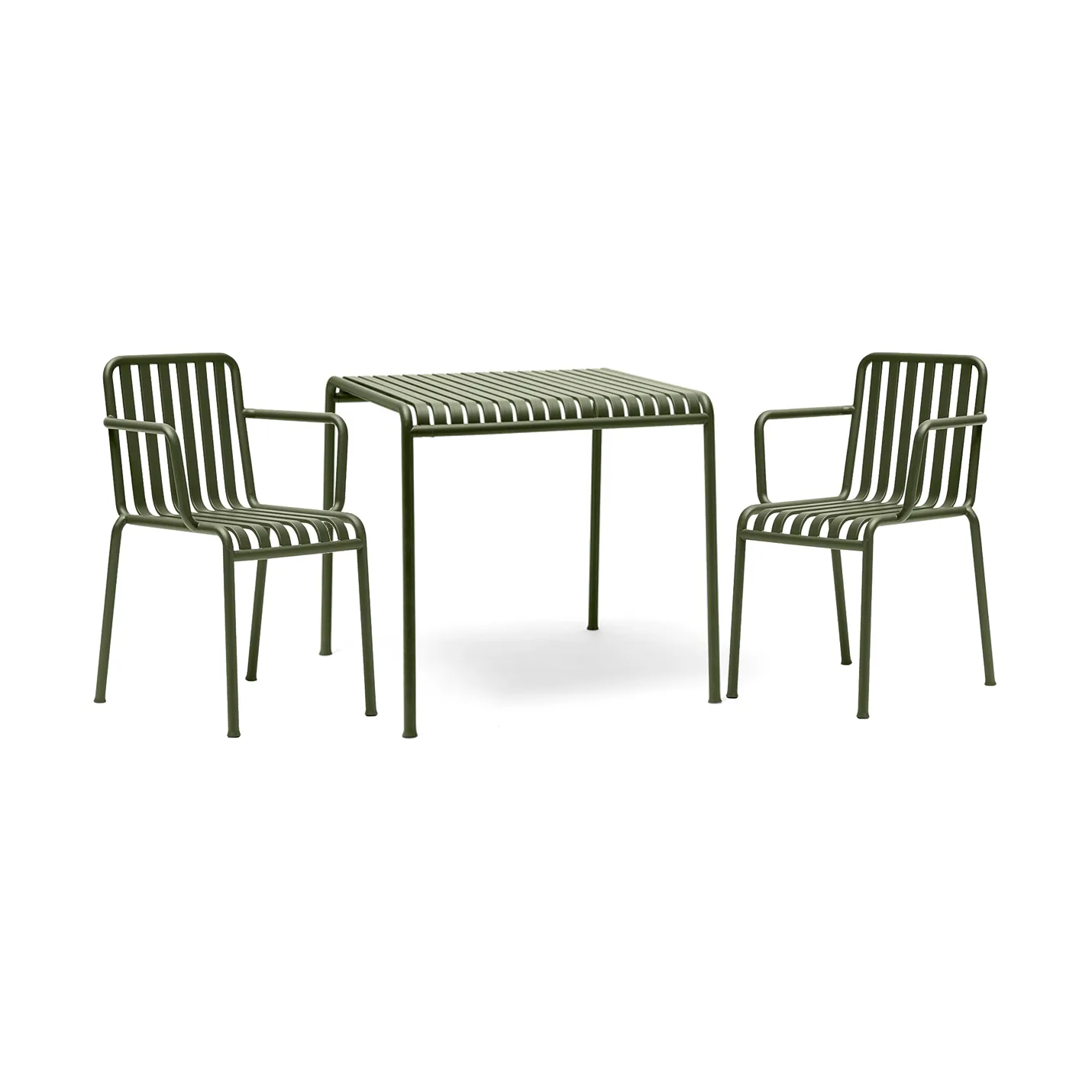 HAY Palissade ruokailuryhmä 2 käsinojallista tuolia 82,5x90 cm olive
