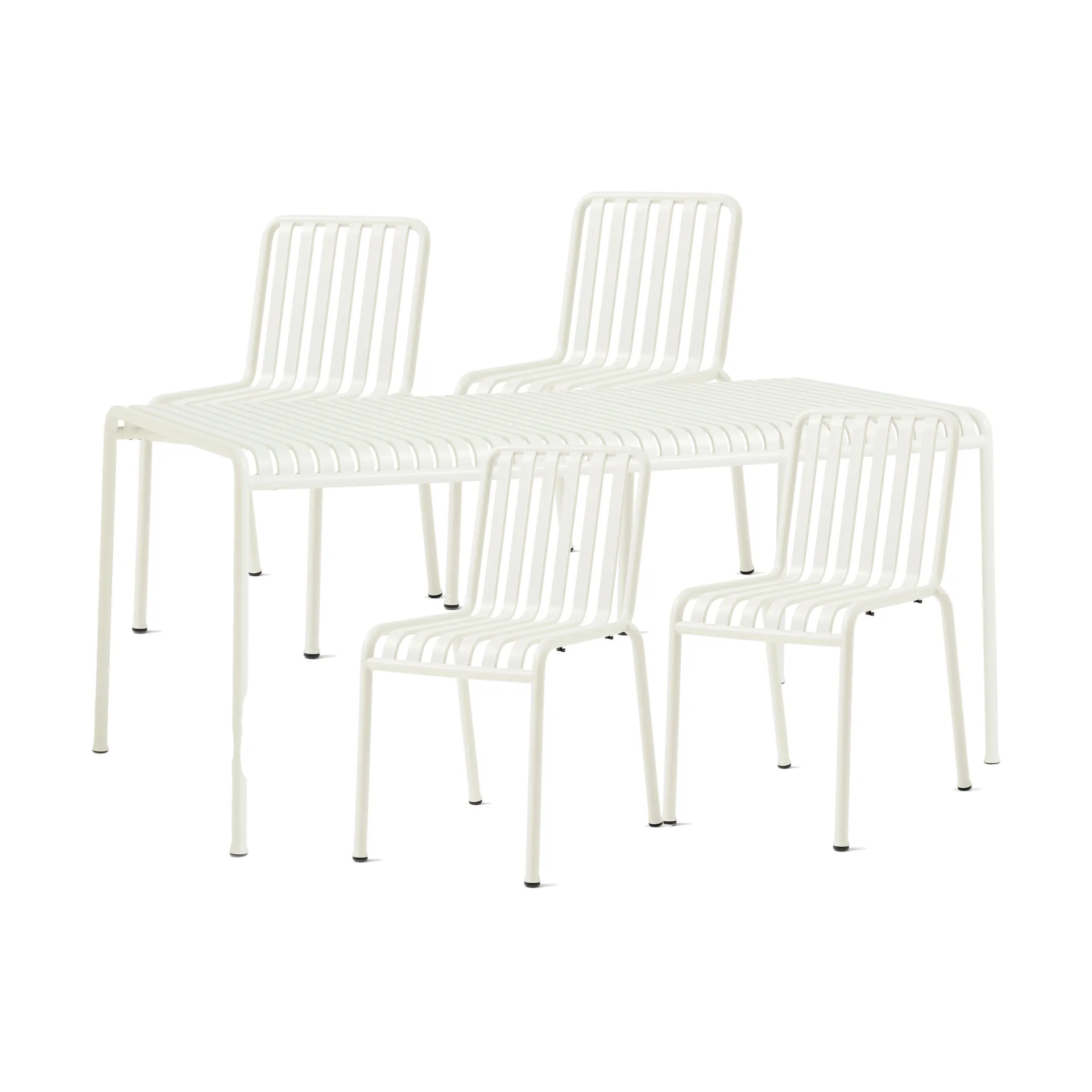 HAY Palissade ruokailuryhmä 4 tuolia 170x90 cm cream white.