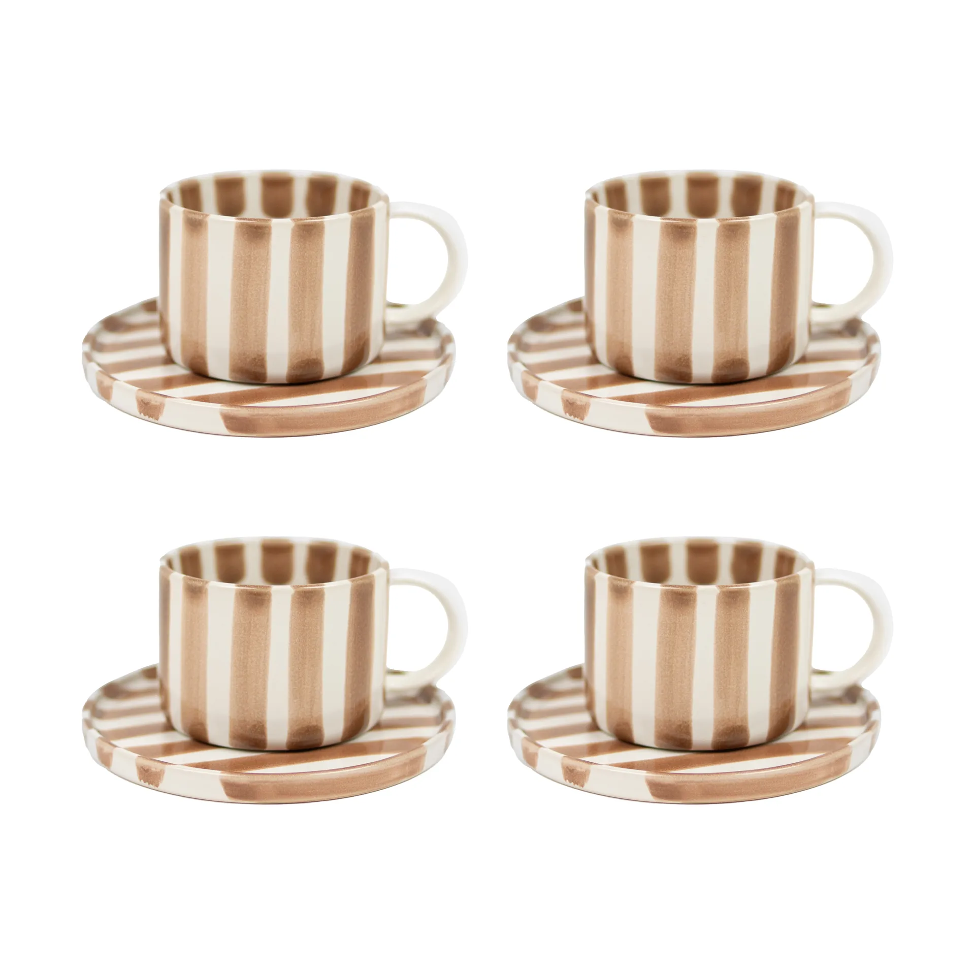Olsson & Jensen Monica kuppi ja aluslautanen 4-pakkaus - Beige