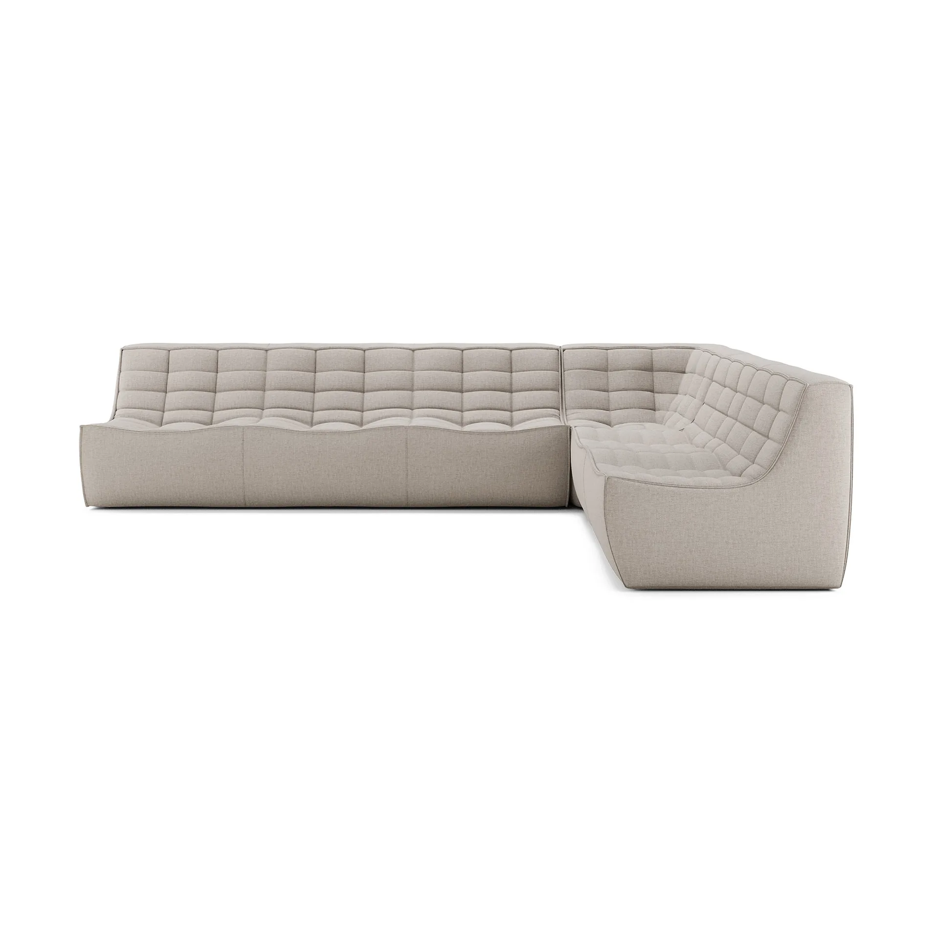 Ethnicraft N701 moduulin kulmasohva suoralla kulmalla, kangas Beige, 301×231 cm
