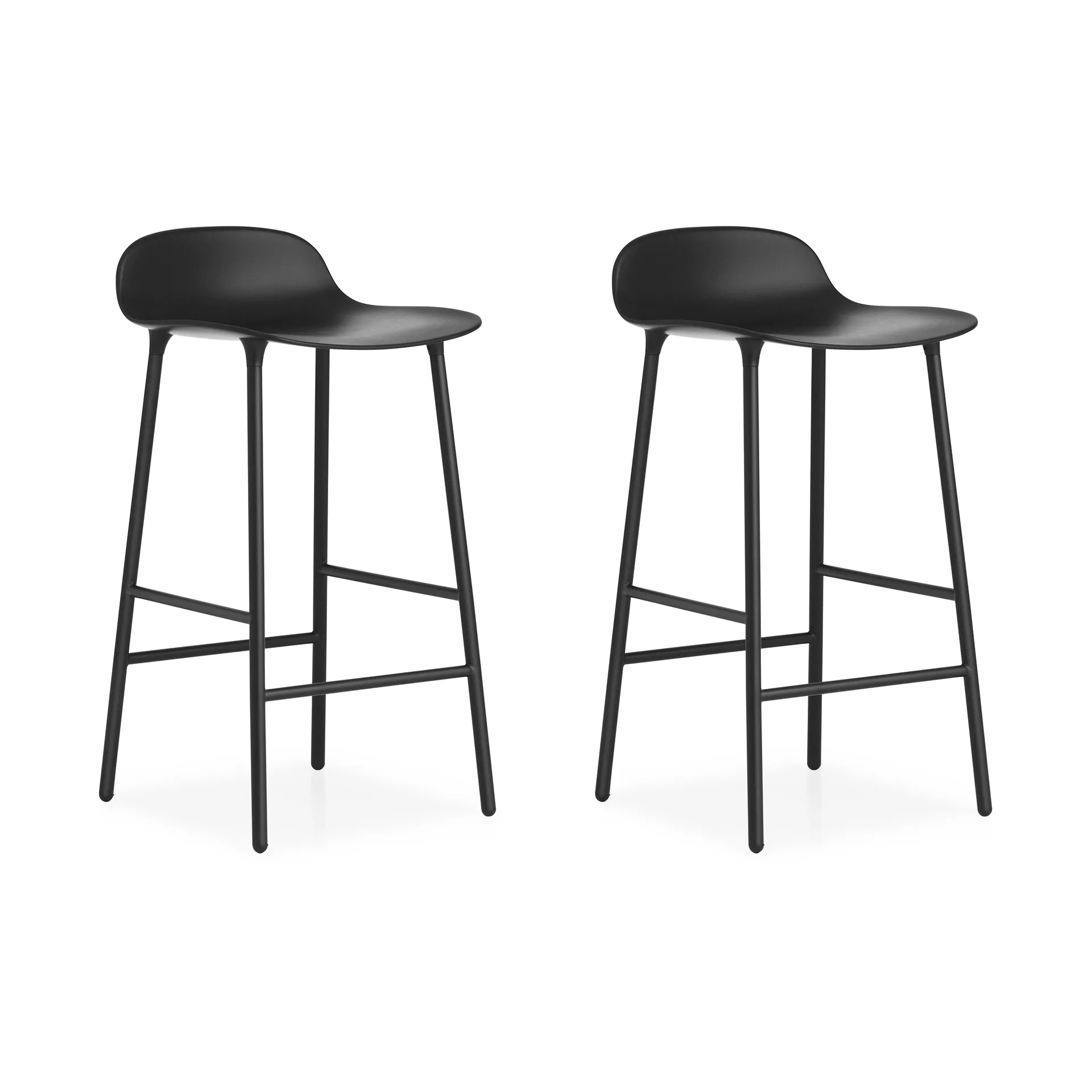 Normann Copenhagen Form Chair baarituoli metallijalat, musta, 2-pakkaus