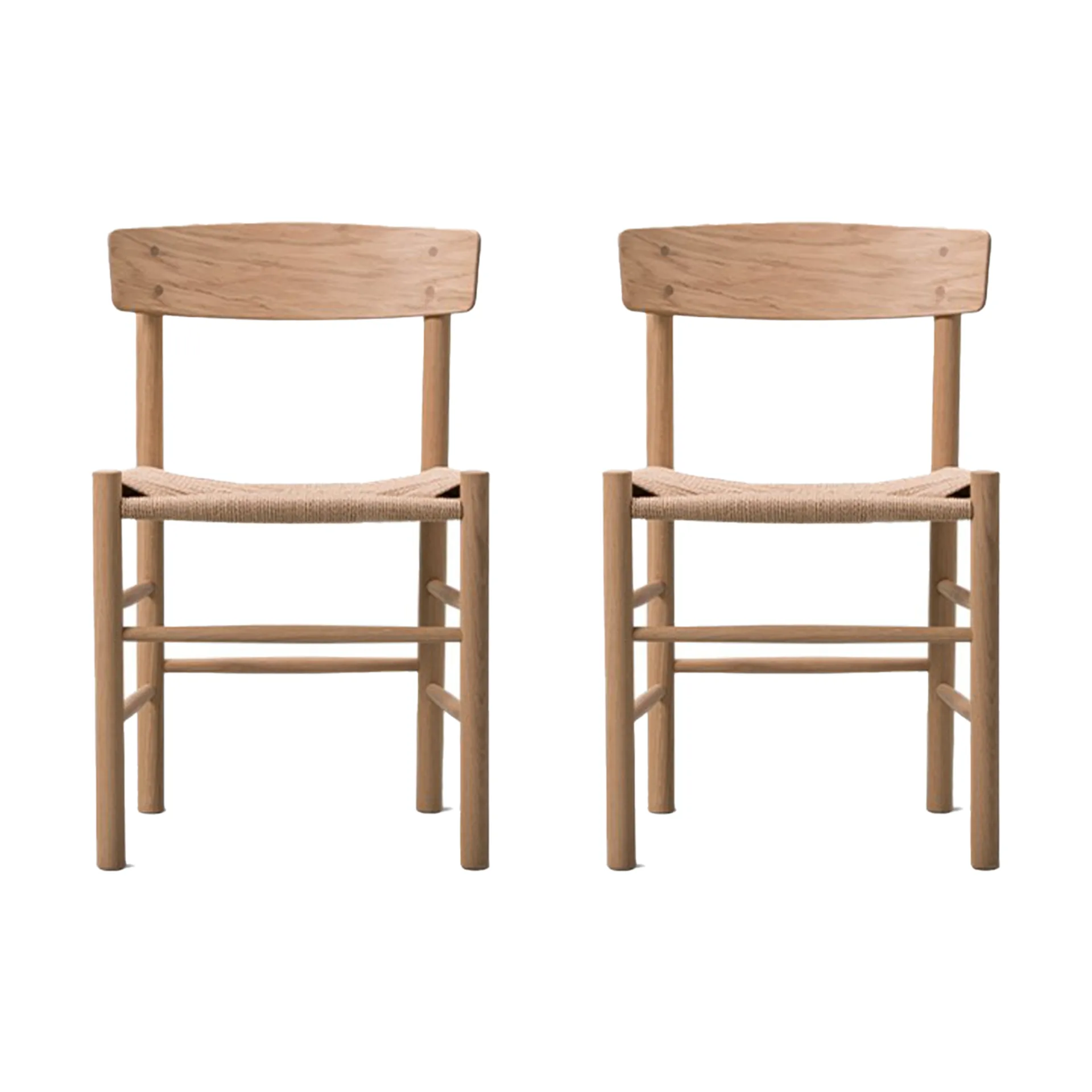 Fredericia Furniture J39 tuoli, Vaalea öljytty tammi punottu luonnonvärinen, 2-pakkaus