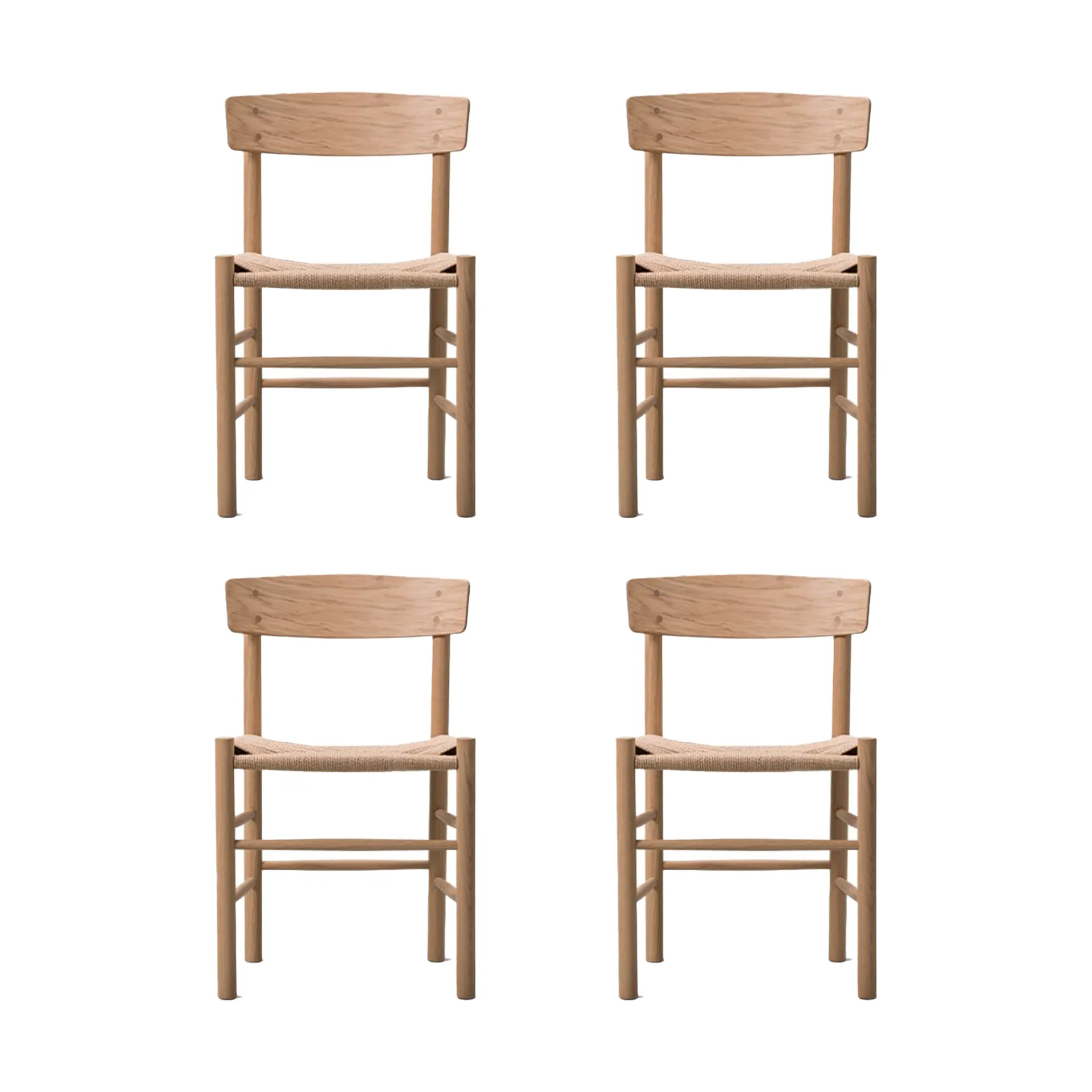 Fredericia Furniture J39-tuoli, Vaalea öljytty tammi punottu luonnonvärinen, 4-pakkaus