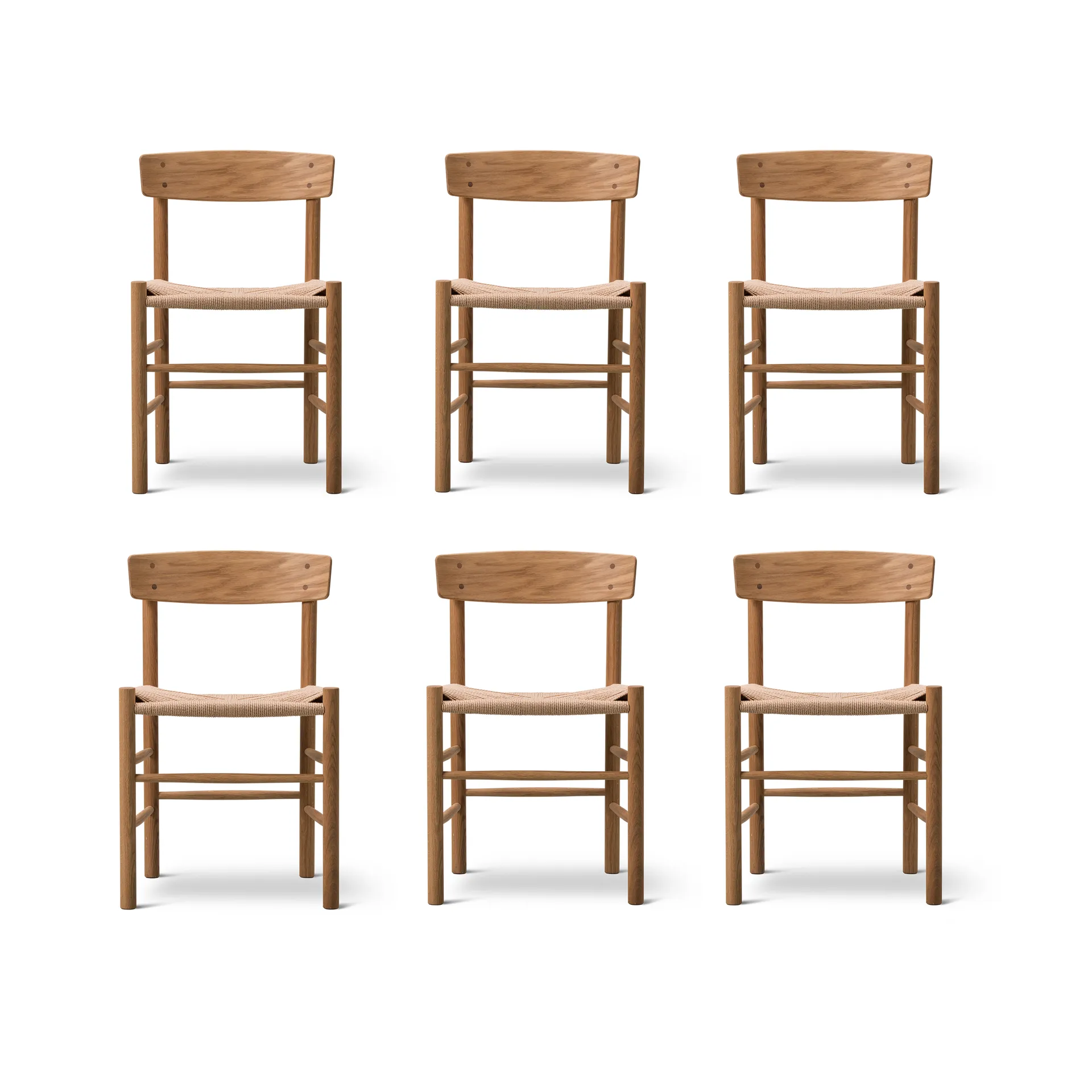 Fredericia Furniture J39 tuoli, Öljytty tammi punottu luonnonväri, 6-pakkaus
