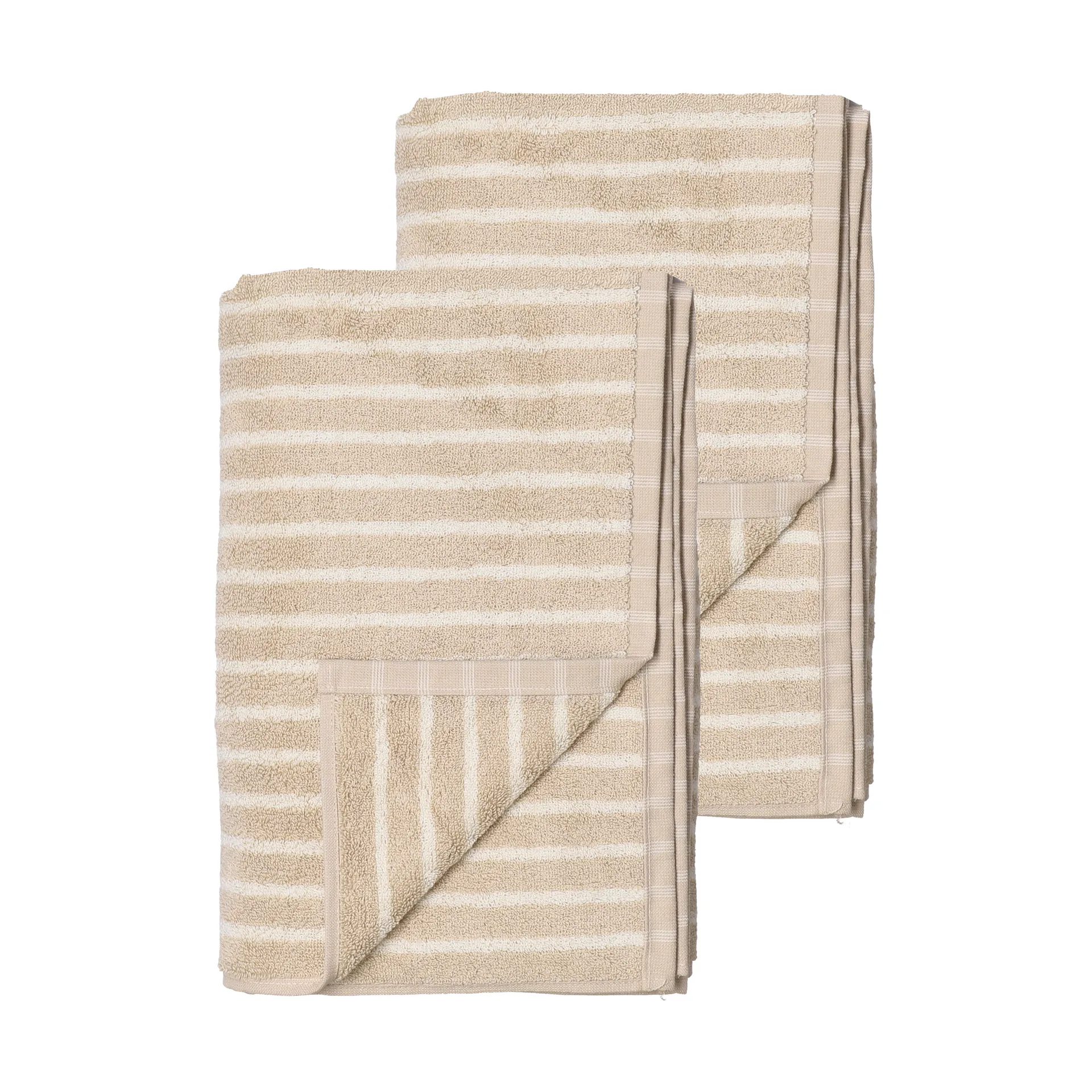 Scandi Living Drift kylpypyyhkeet 100x150 cm 2‑pakkaus – beige-valkoinen