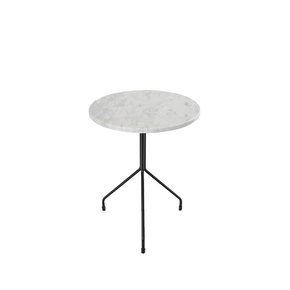 OX Denmarq Allforone -sivupöytä White carrara-black, Ø50 cm
